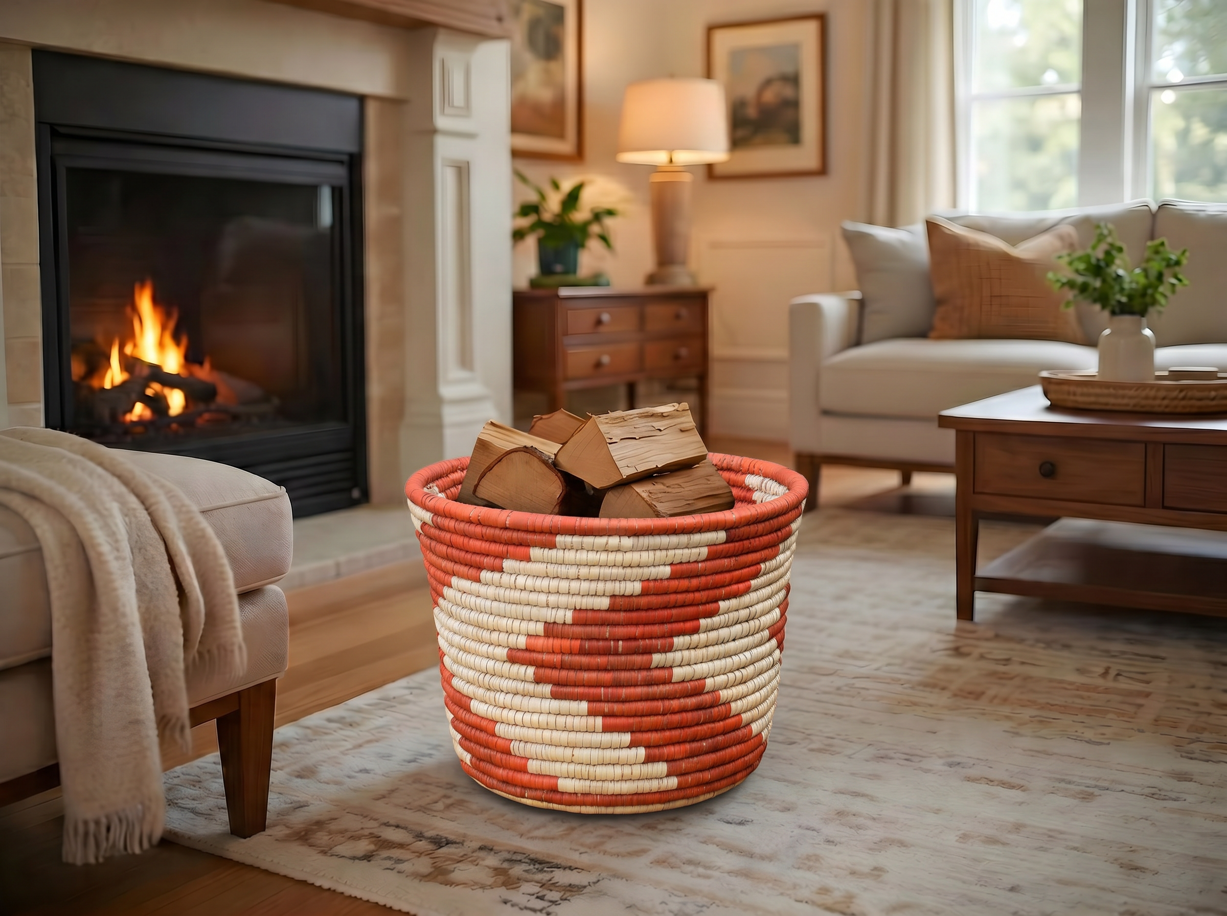 Rust Chevrons Planter Basket