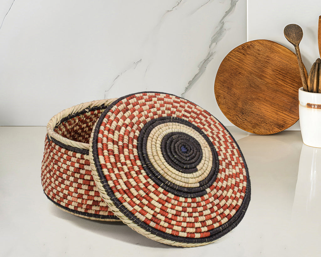Rust Checker Lidded Basket