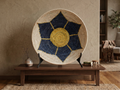 Night Lotus large woven wall basket, 28-inch, handwoven natural seagrass and palm leaf