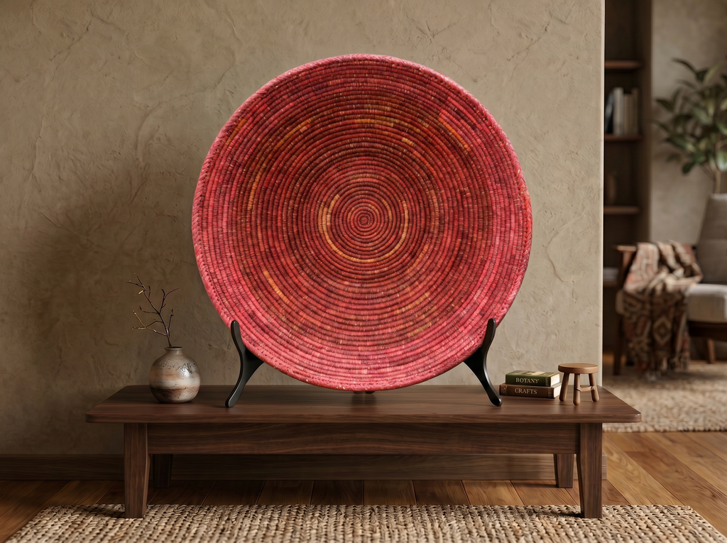 Rusty Plain large woven wall basket, 28-inch, handwoven natural seagrass and palm leaf