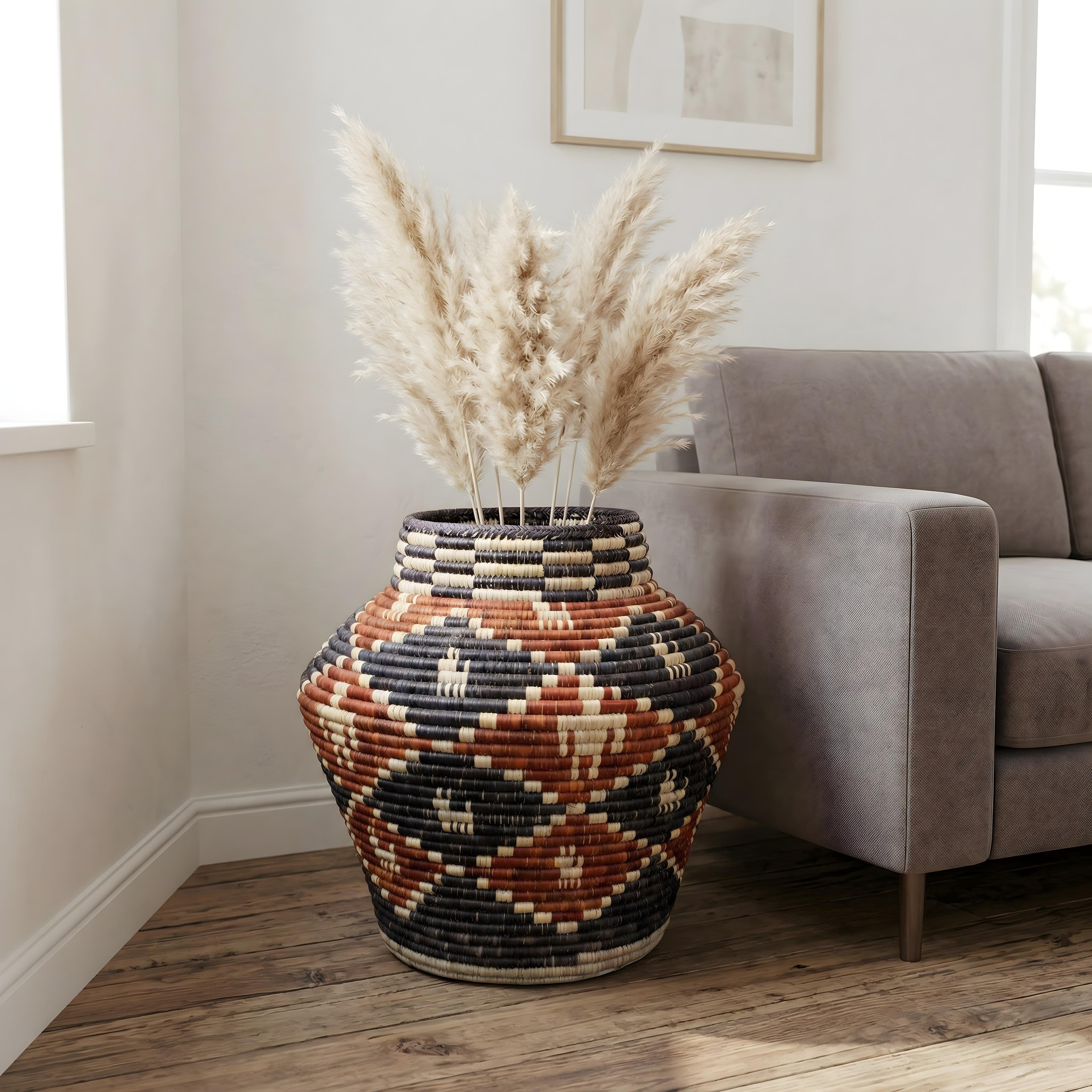 Tribal Tapestry Three Colour Diamond Potter Basket