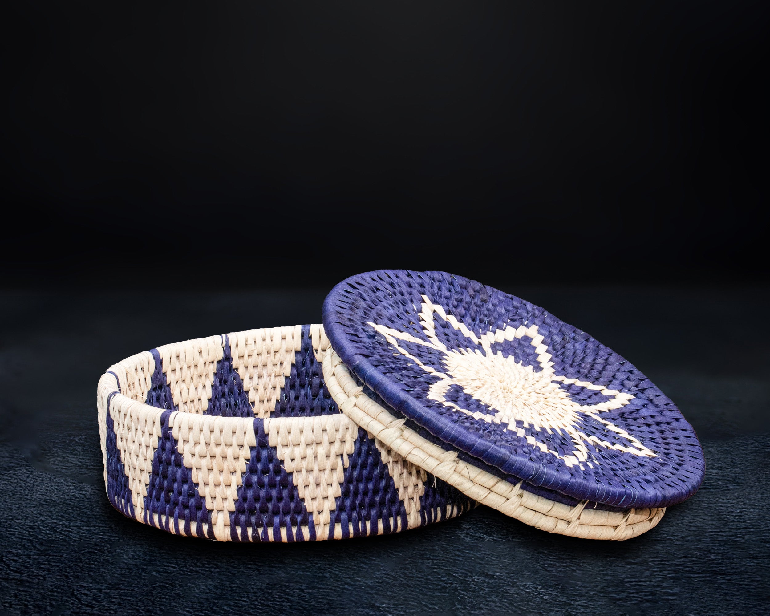 Lotus Flower Chevron Basket with Lid