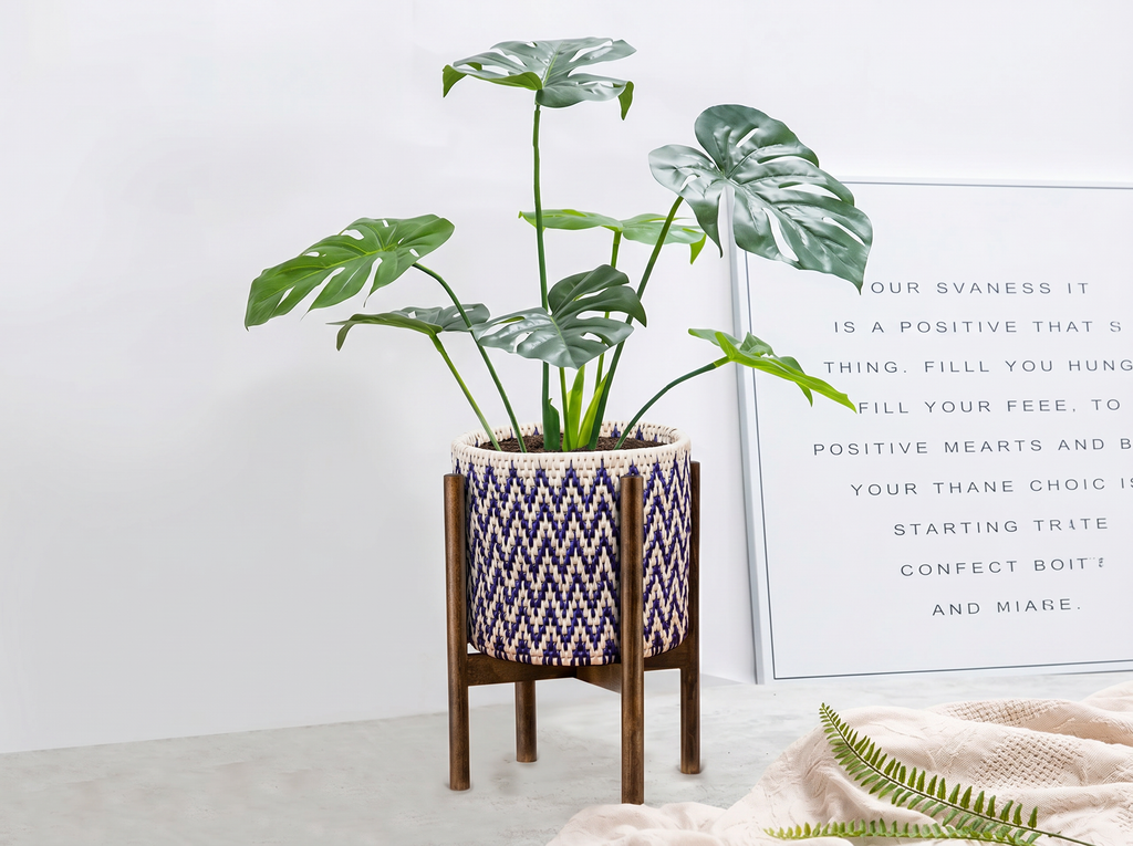 Navy Weave Planter Basket