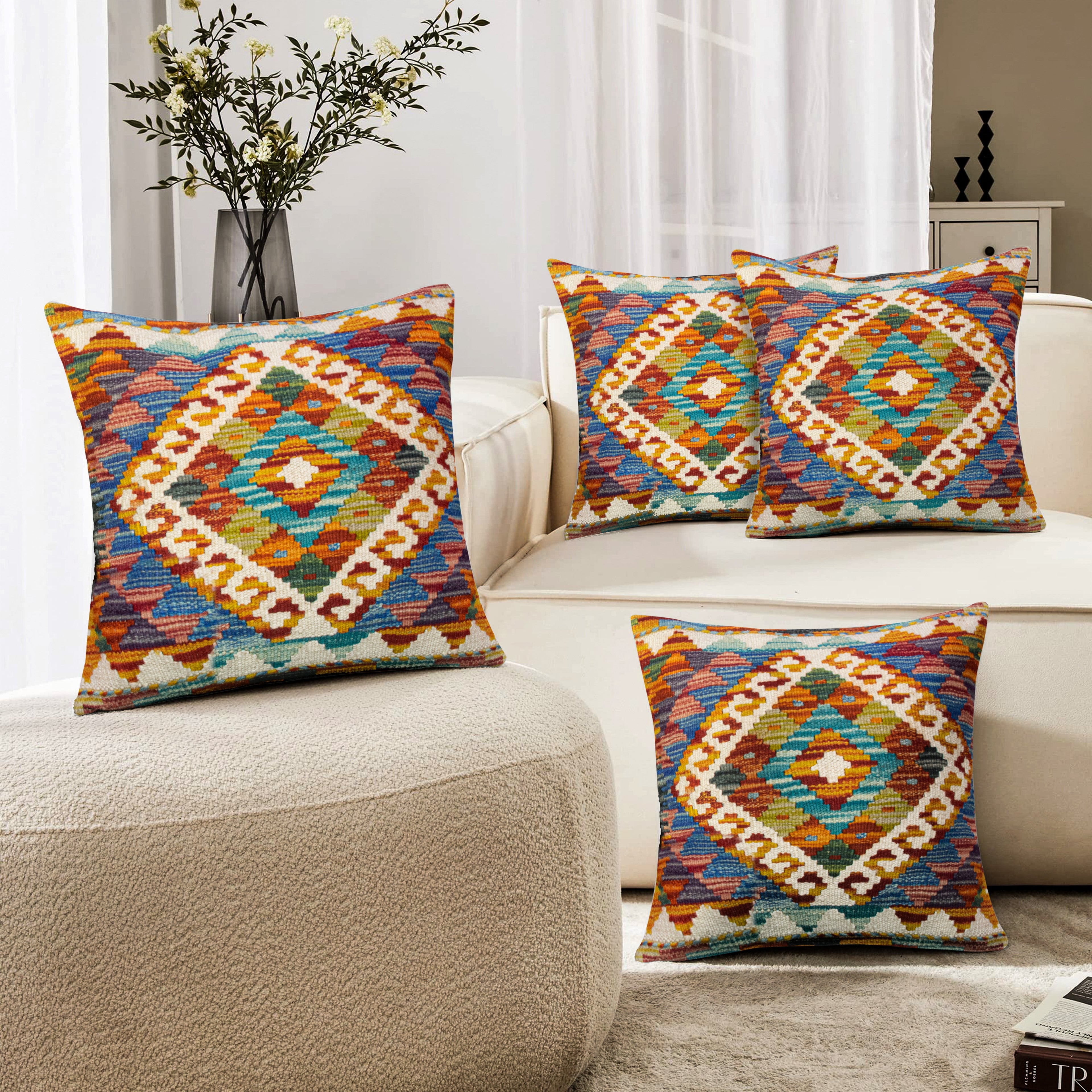 Set of 4 Vintage Wool Kilim Pillow - KC 2066 4