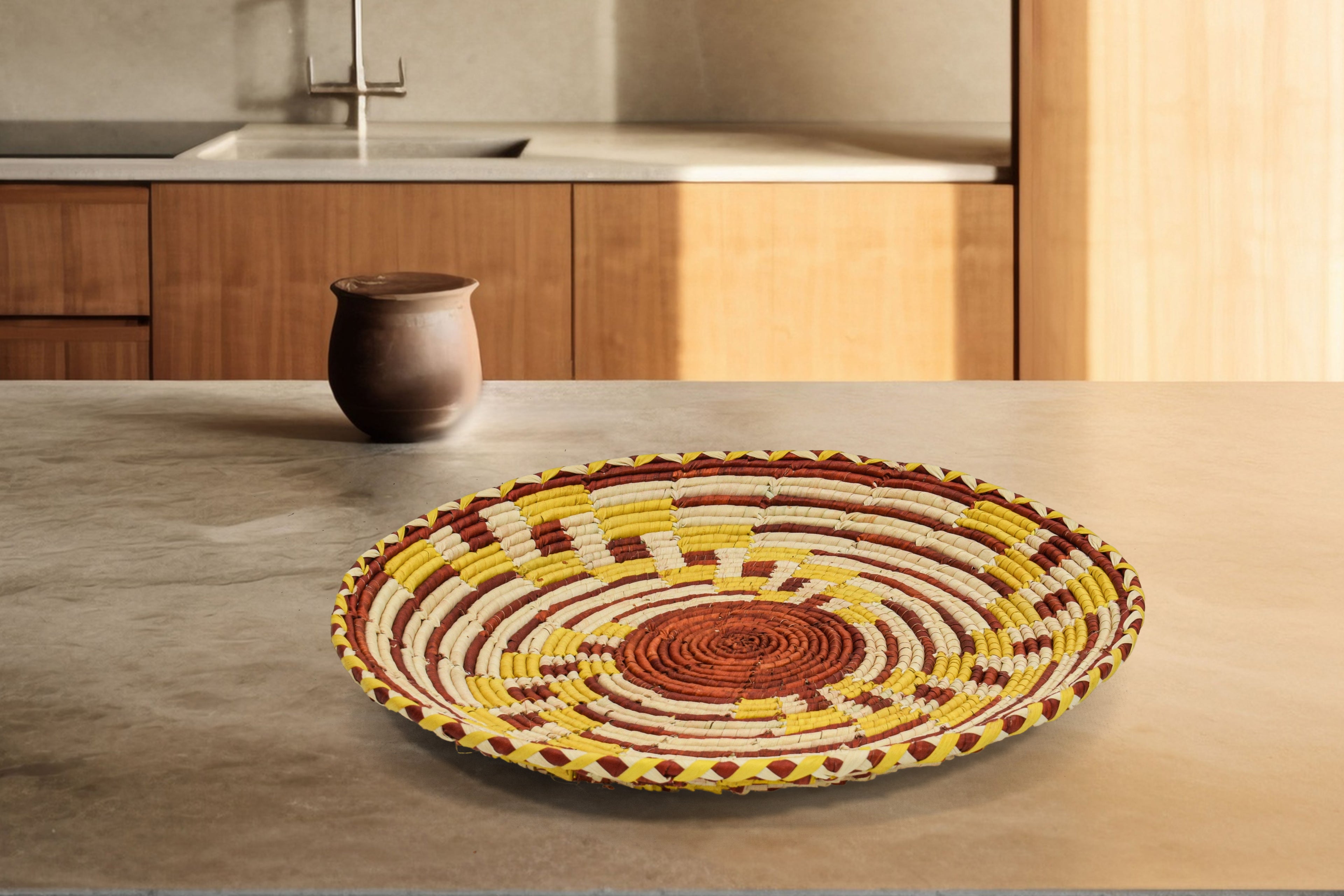 Ochre Fan Flat Basket