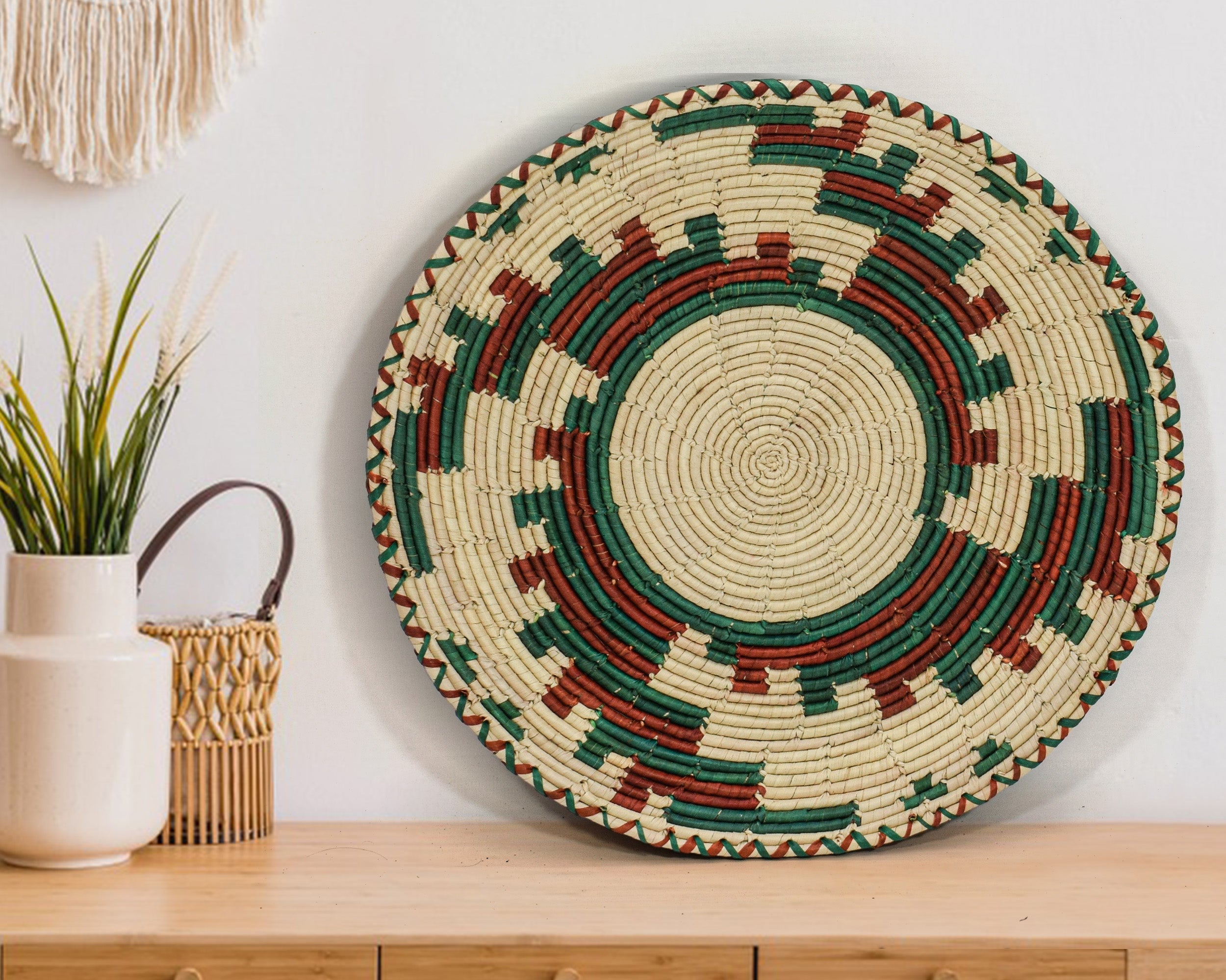 Turqouise Fan Flat Basket 12-inch