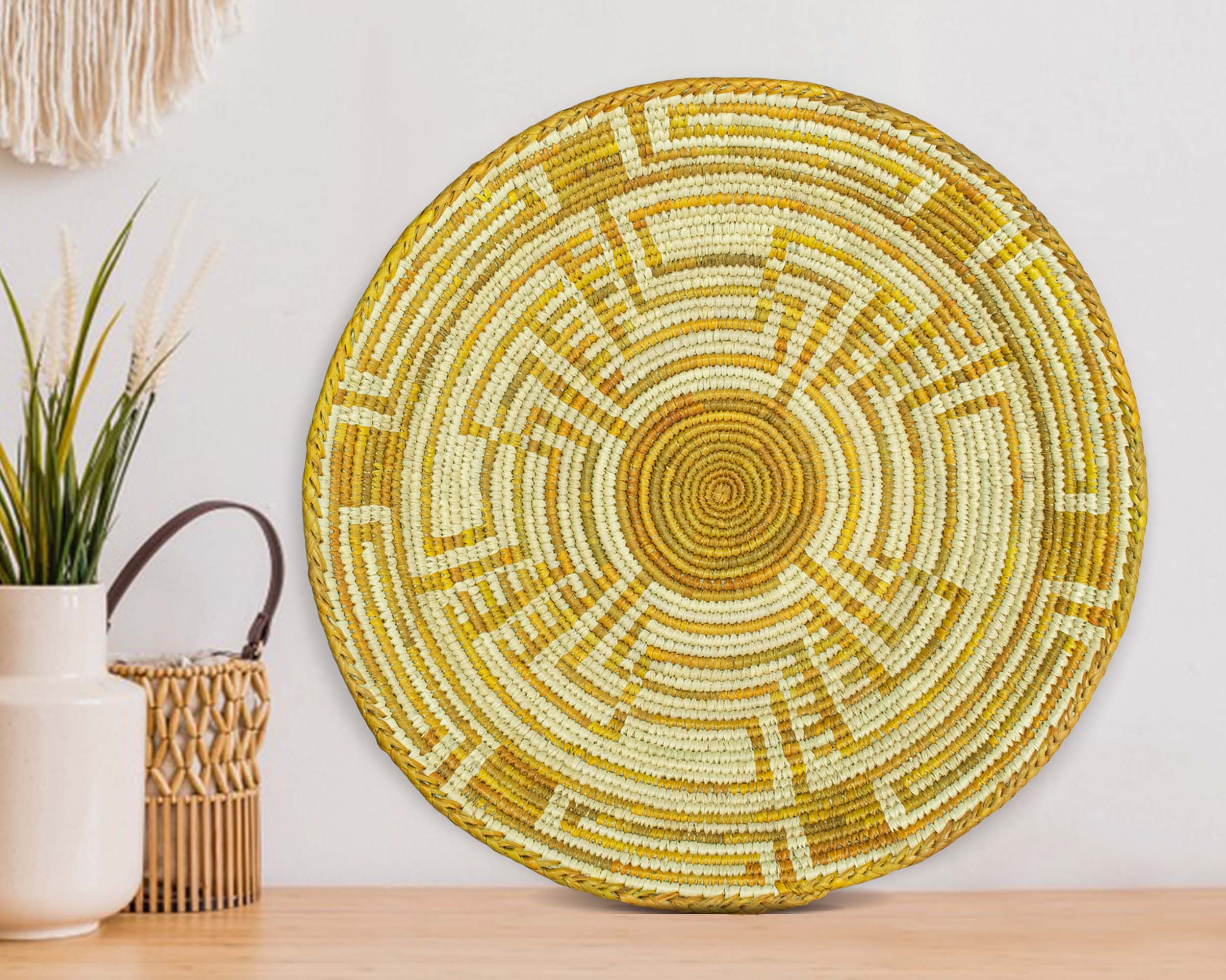 Yellow Obstract Basket 14-inch BSK-045-14