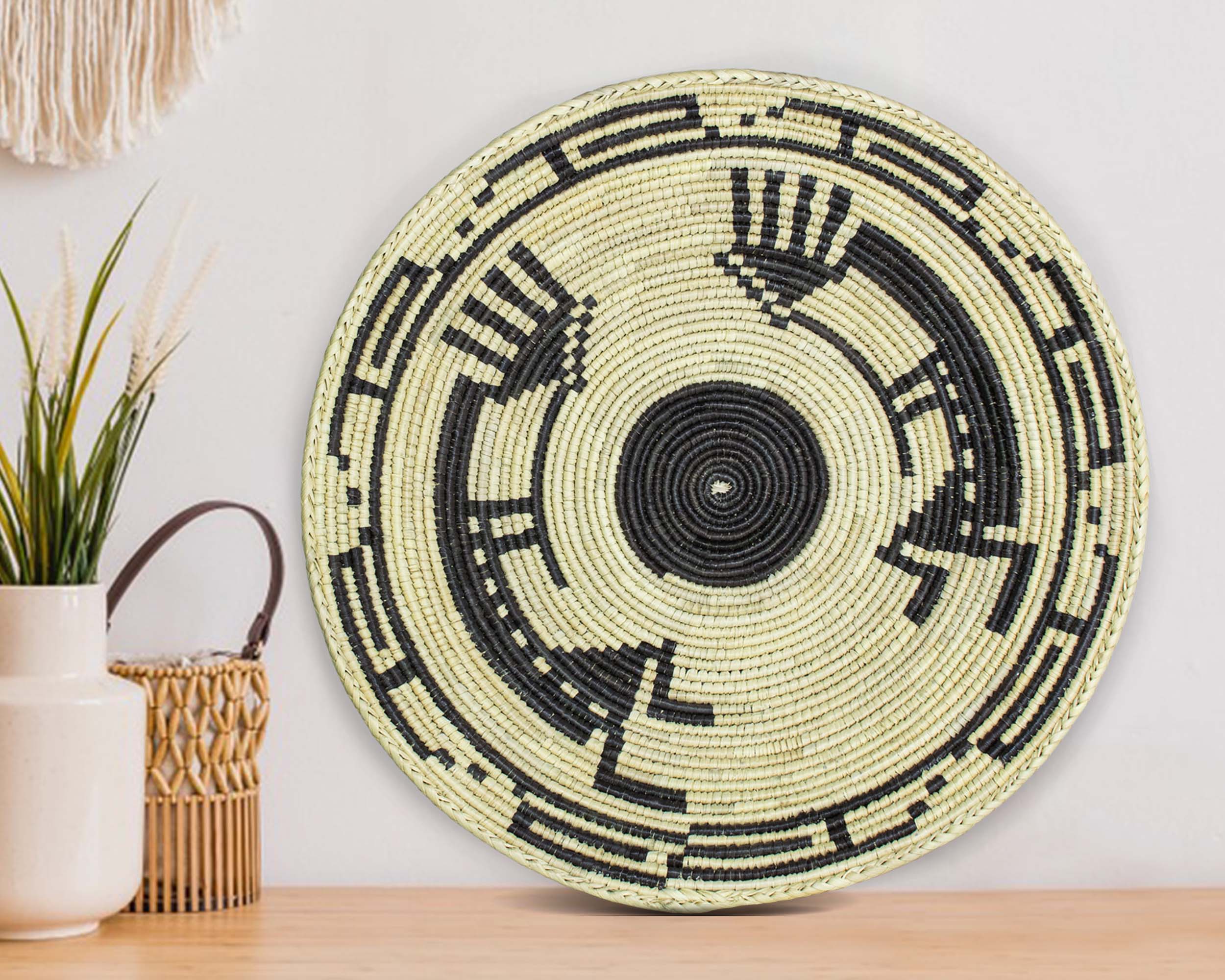 Black Kokopelli Basket 14-inch BSK-142-15