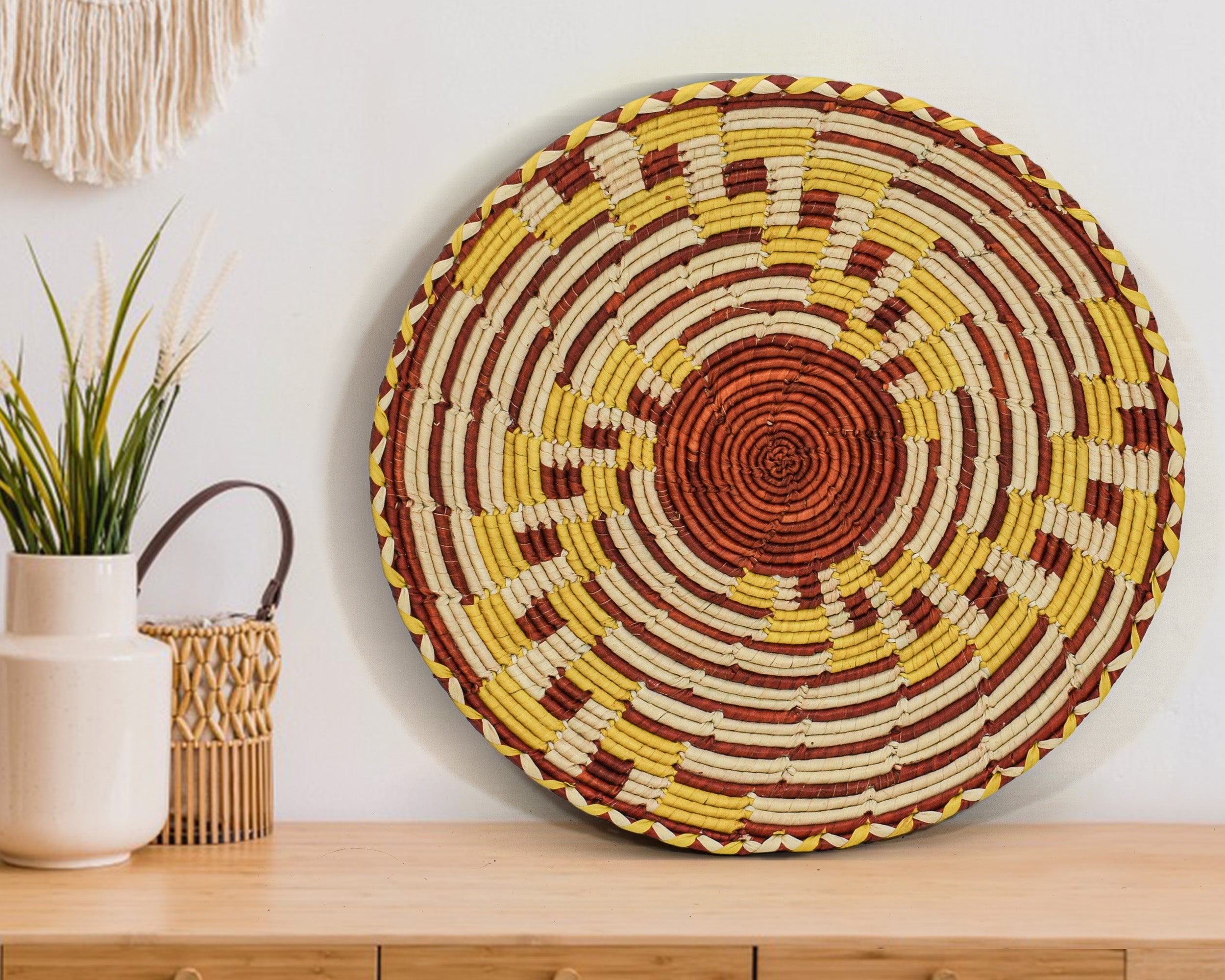 Yellow Fan Flat Basket 12-inch