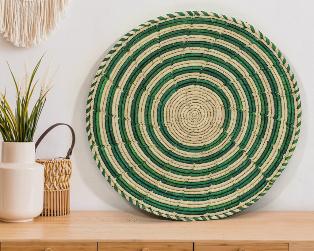 Green Waves Flat Basket 12-inch