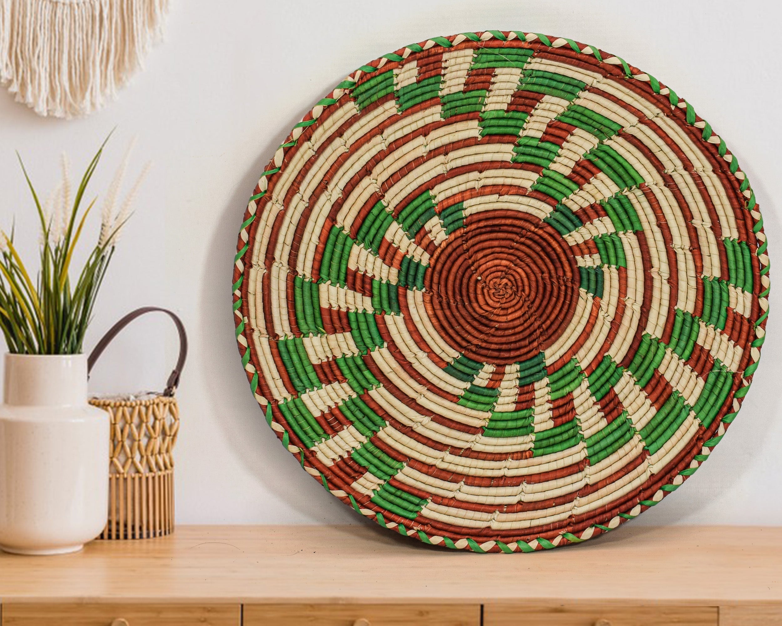 Green Fan Flat Basket 12-inch