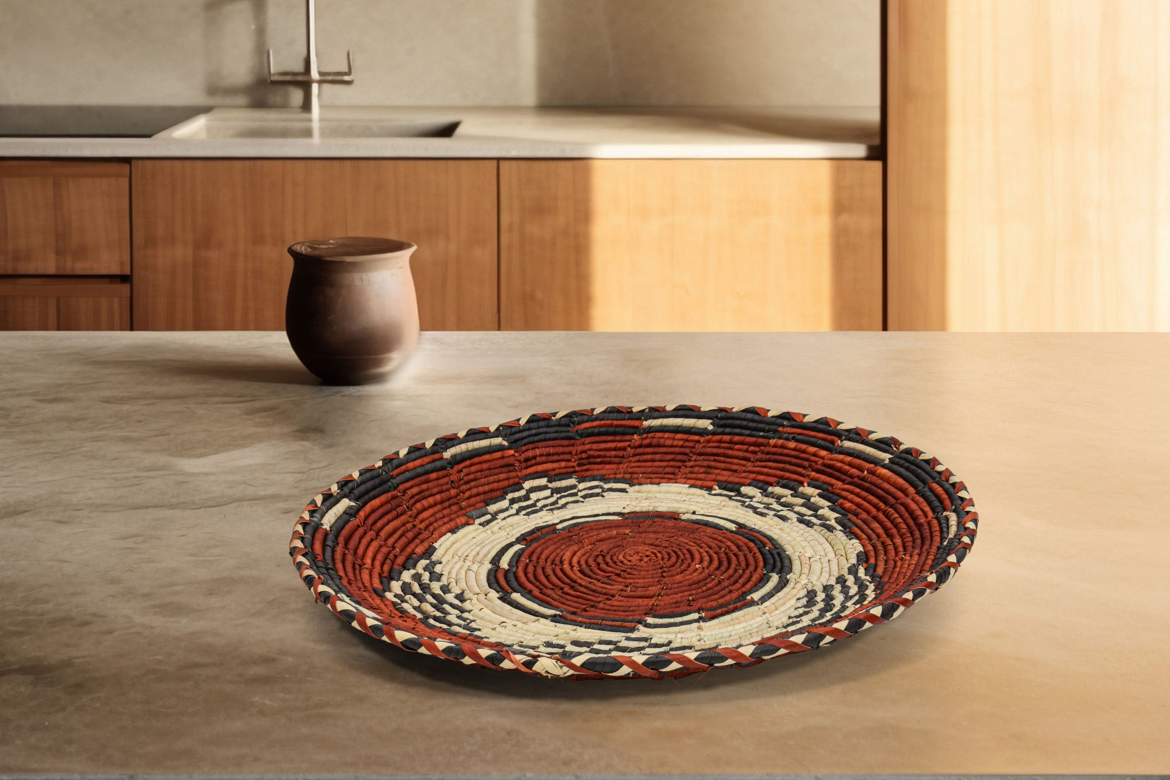 Complex Mandala Flat Basket 12-inch