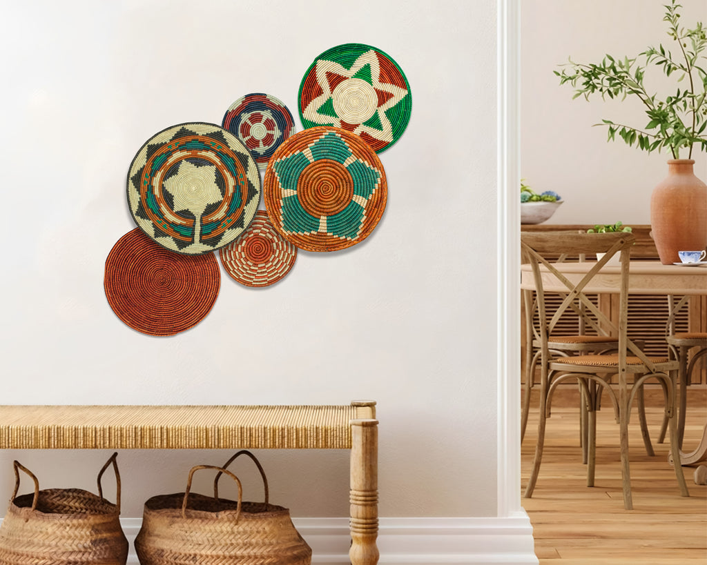 Set of 6 Handwoven wall baskets SET-275-6 N