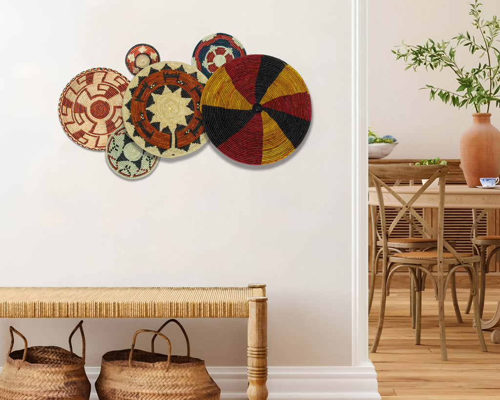 Set of 6 Handwoven wall baskets SET-269-6 N