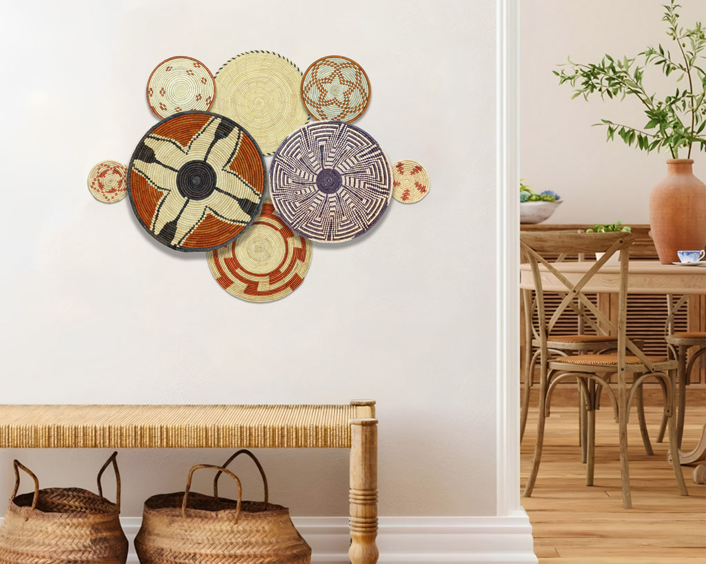 Set of 8 Handwoven wall baskets SET-358-8 N