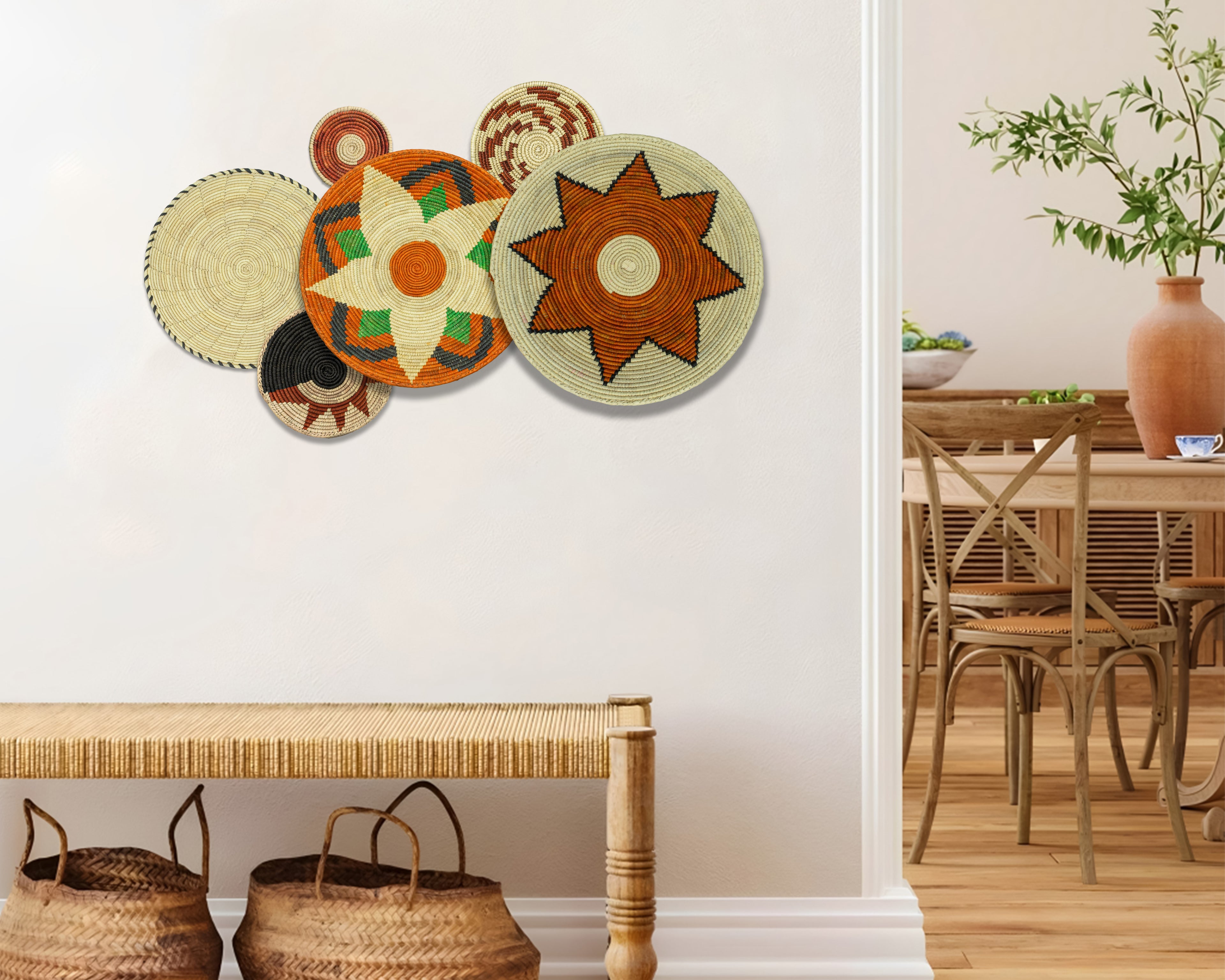 Set of 6 Handwoven wall baskets SET-268-6 N