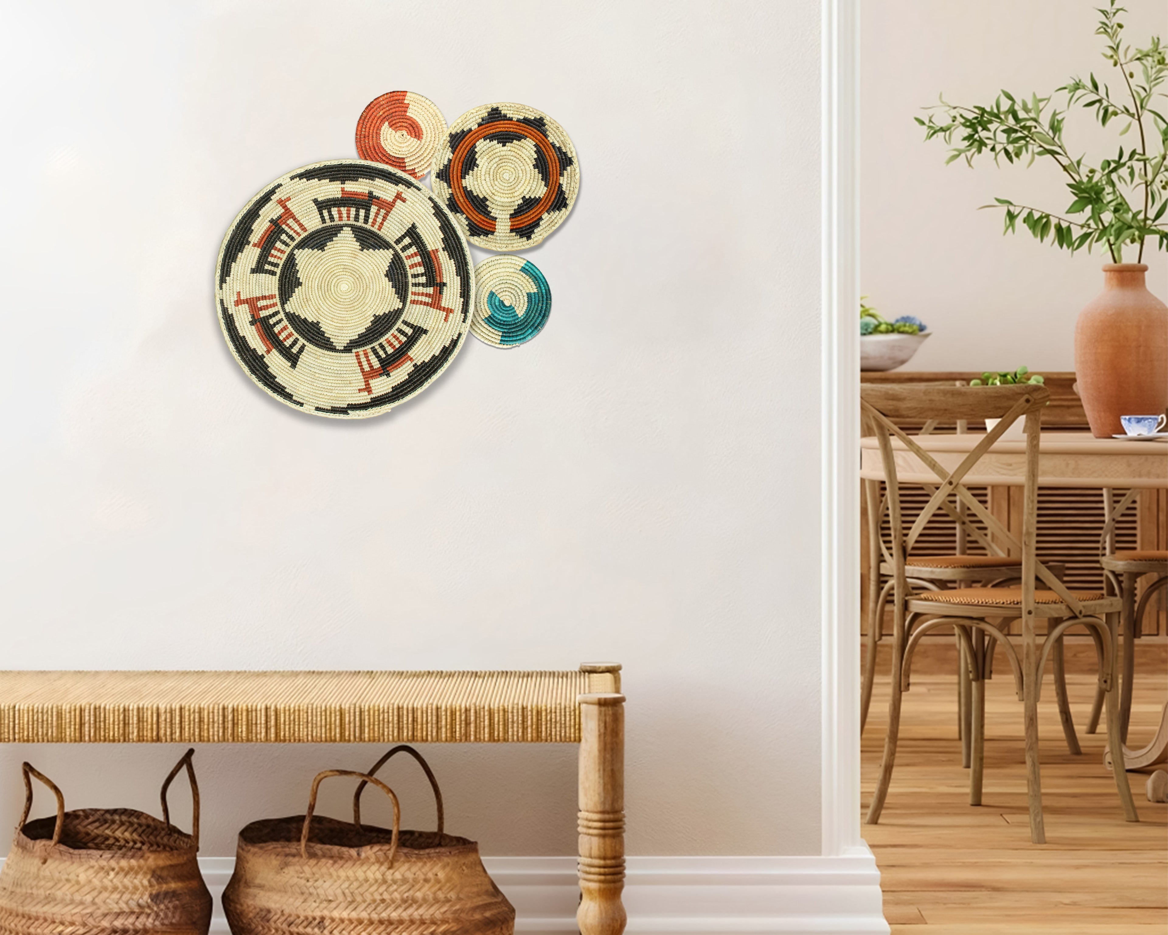 Set of 4 Handwoven wall baskets SET-234-4 N