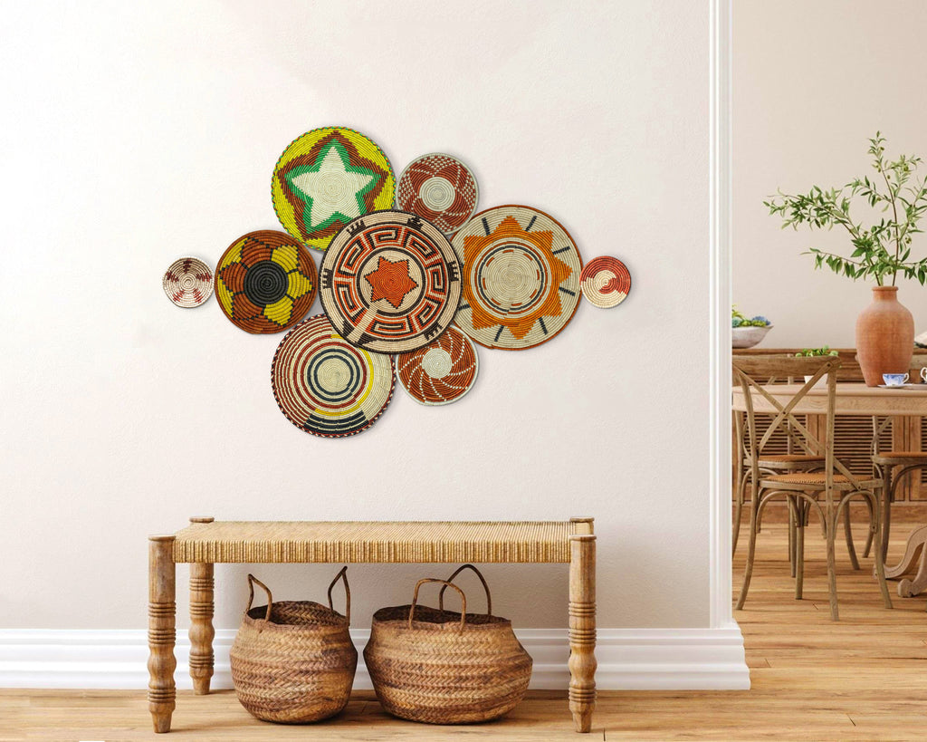 Set of 9 Handwoven wall baskets SET-18-9 N