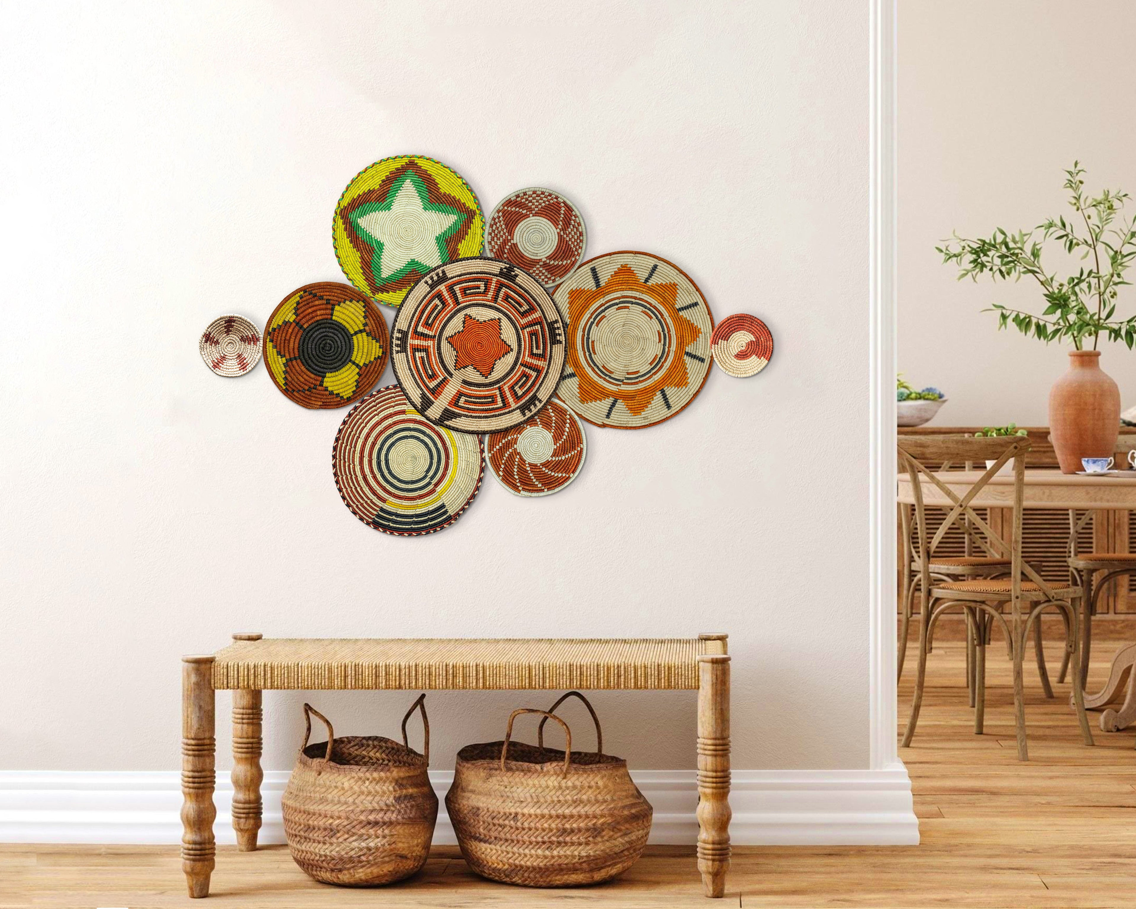 Set of 9 Handwoven wall baskets SET-18-9 N