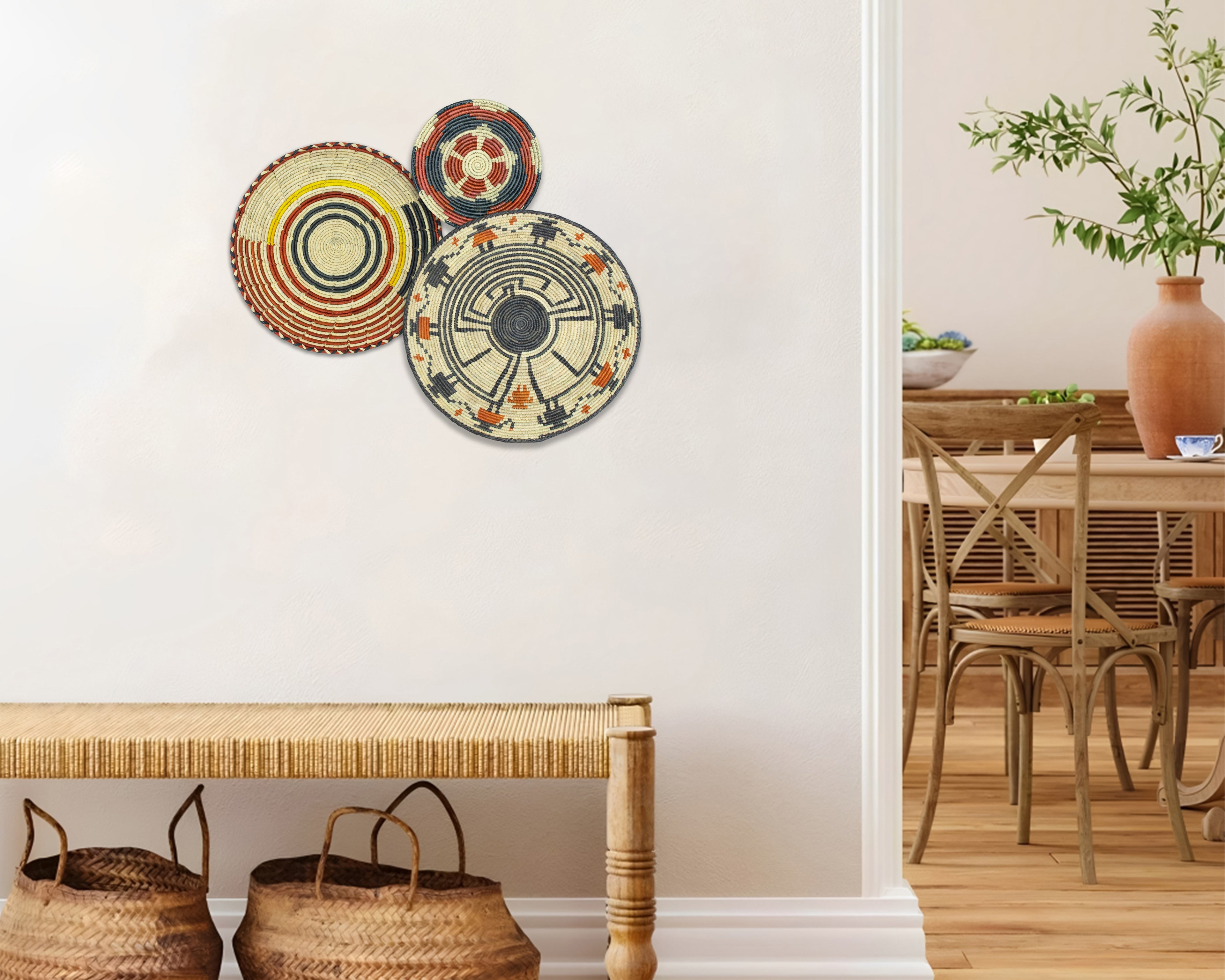 Set of 3 Handwoven wall baskets SET-211-3 N