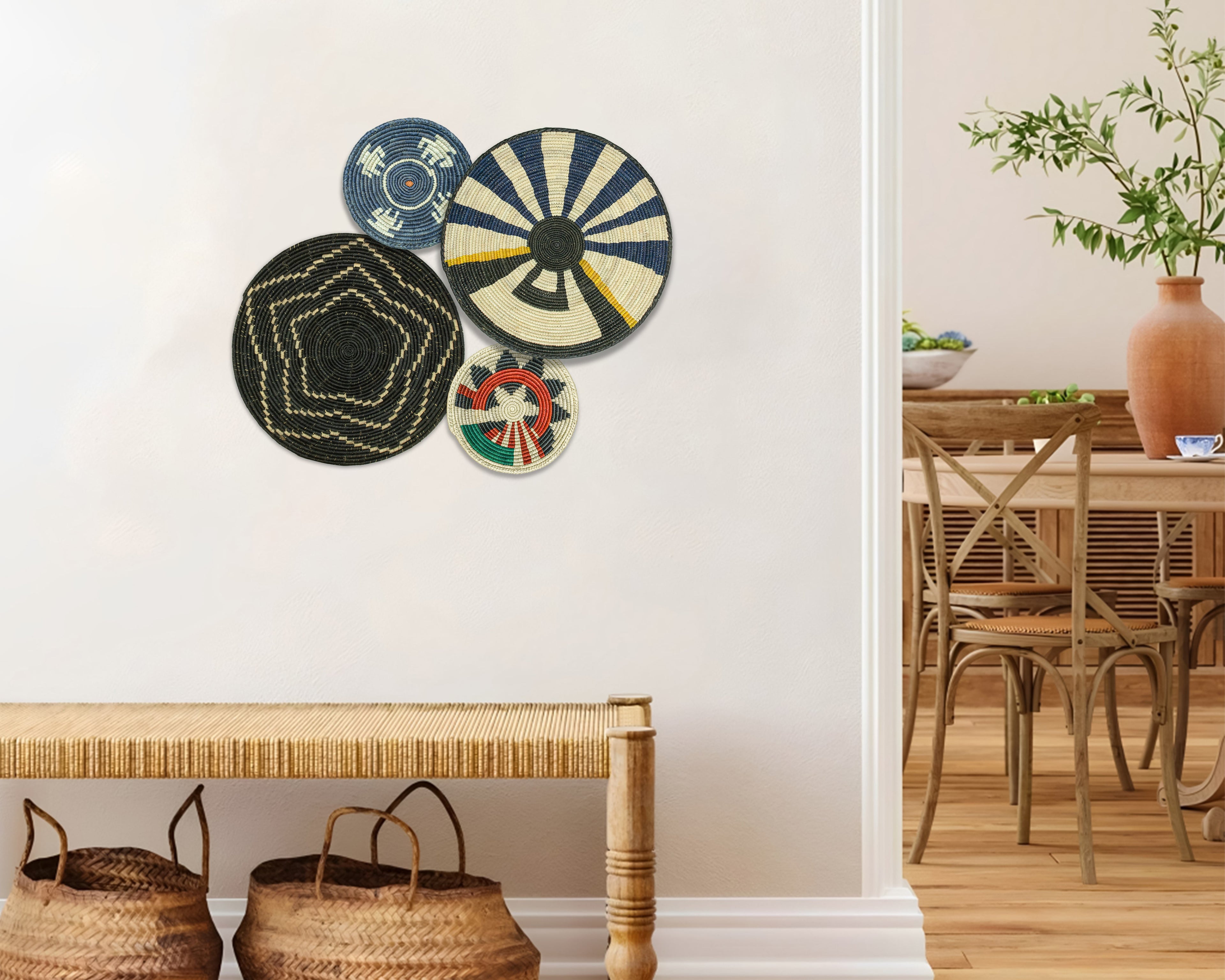 Set of 4 Handwoven wall baskets SET-231-4 N