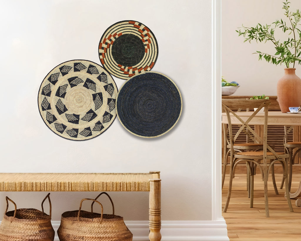 Set of 3 Handwoven wall baskets SET-201-3 N