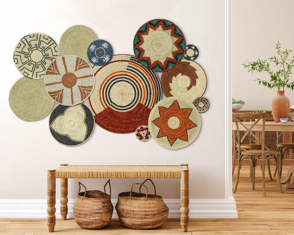 Set of 13 Handwoven wall baskets SET-157-13 N