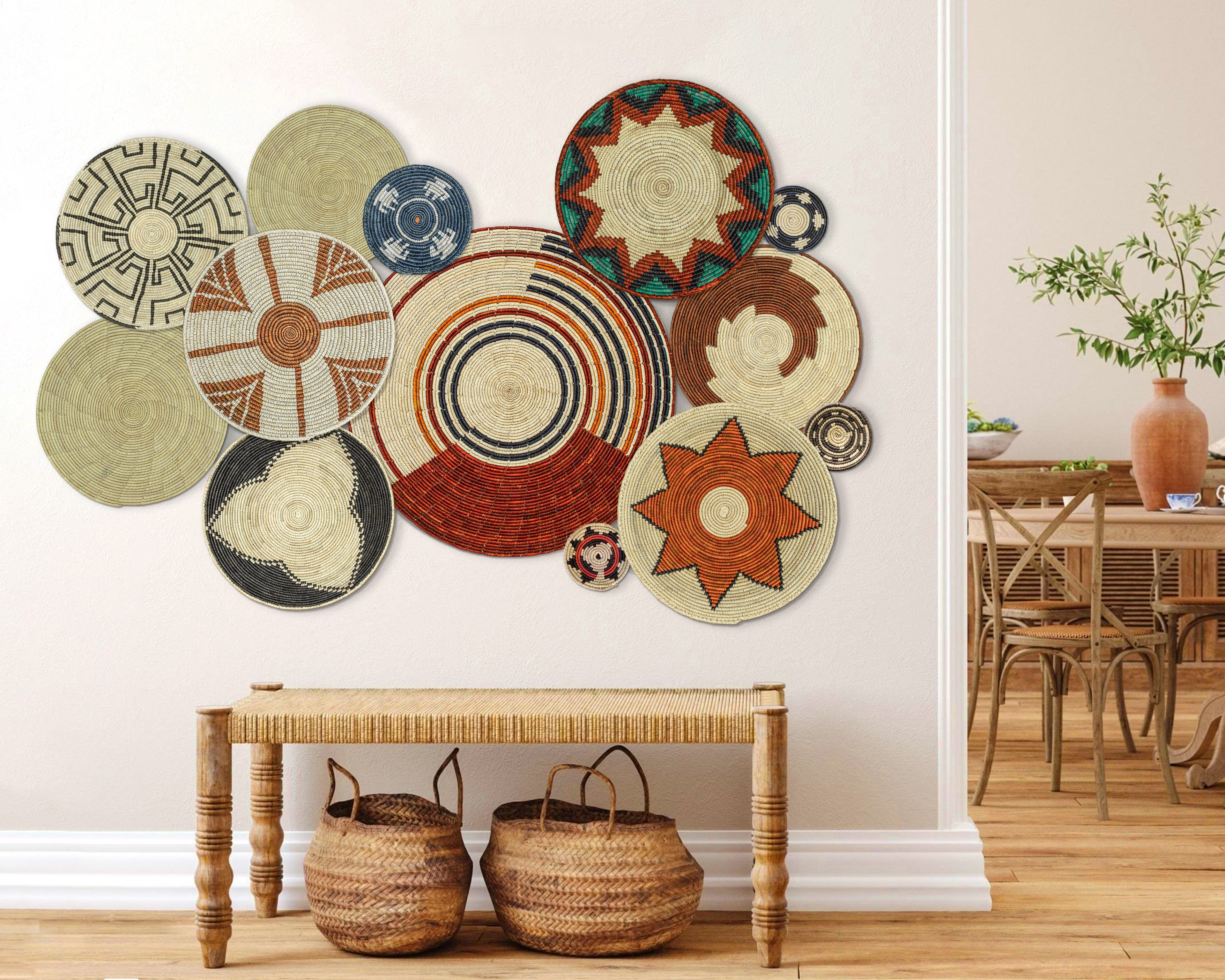 Set of 13 Handwoven wall baskets SET-157-13 N