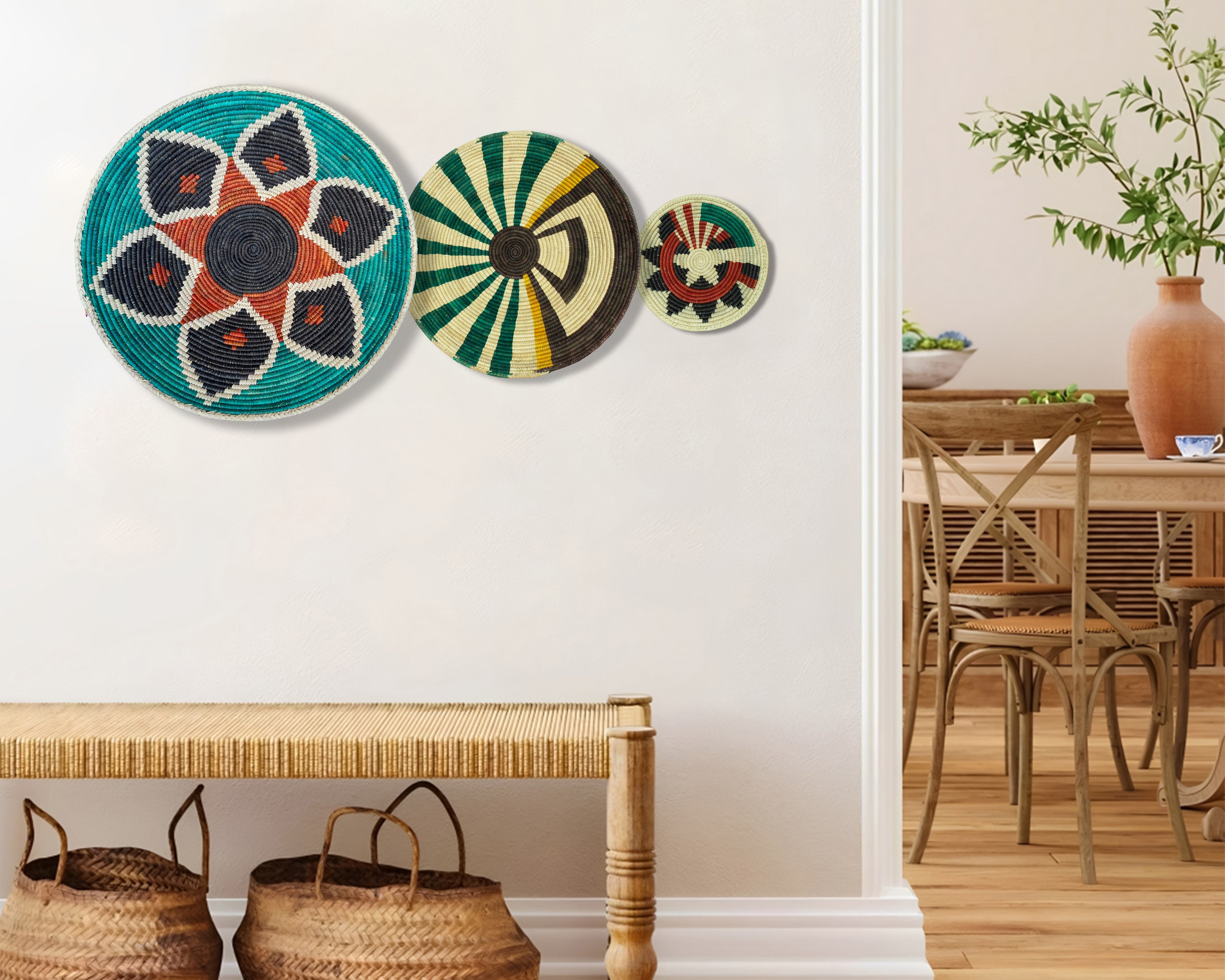 Set of 3 Handwoven wall baskets SET-206-3 N