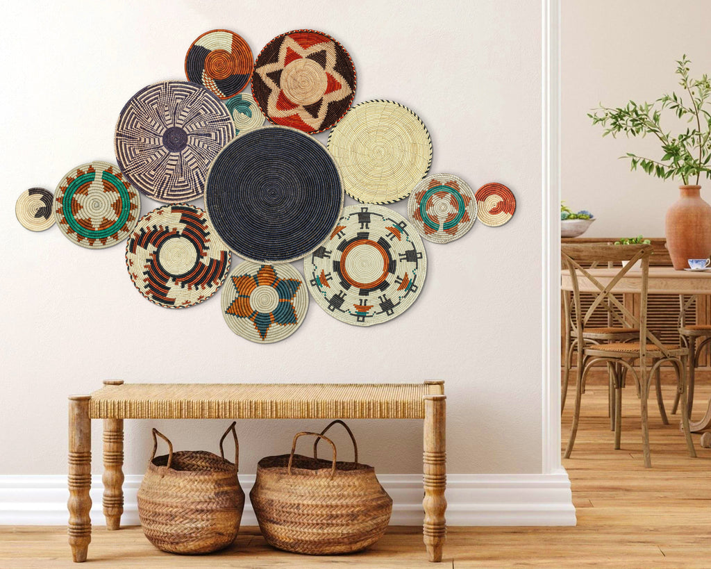 Set of 13 Handwoven wall baskets SET-158-13 N