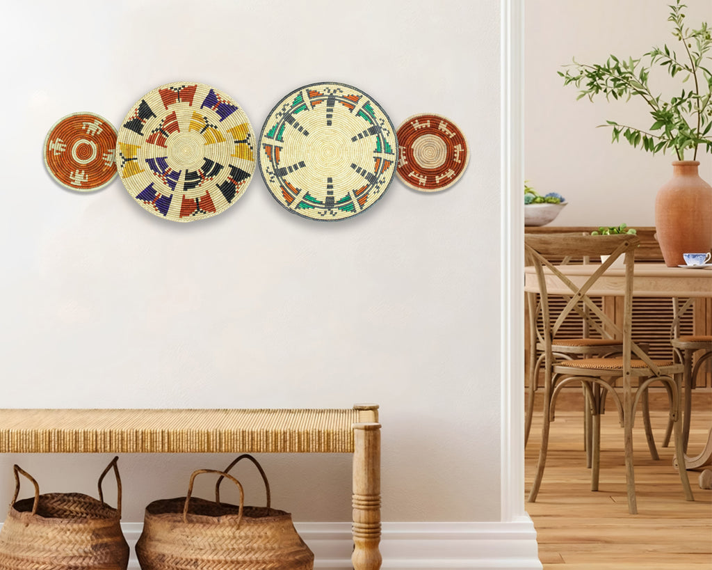 Set of 4 Handwoven wall baskets SET-227-4 N