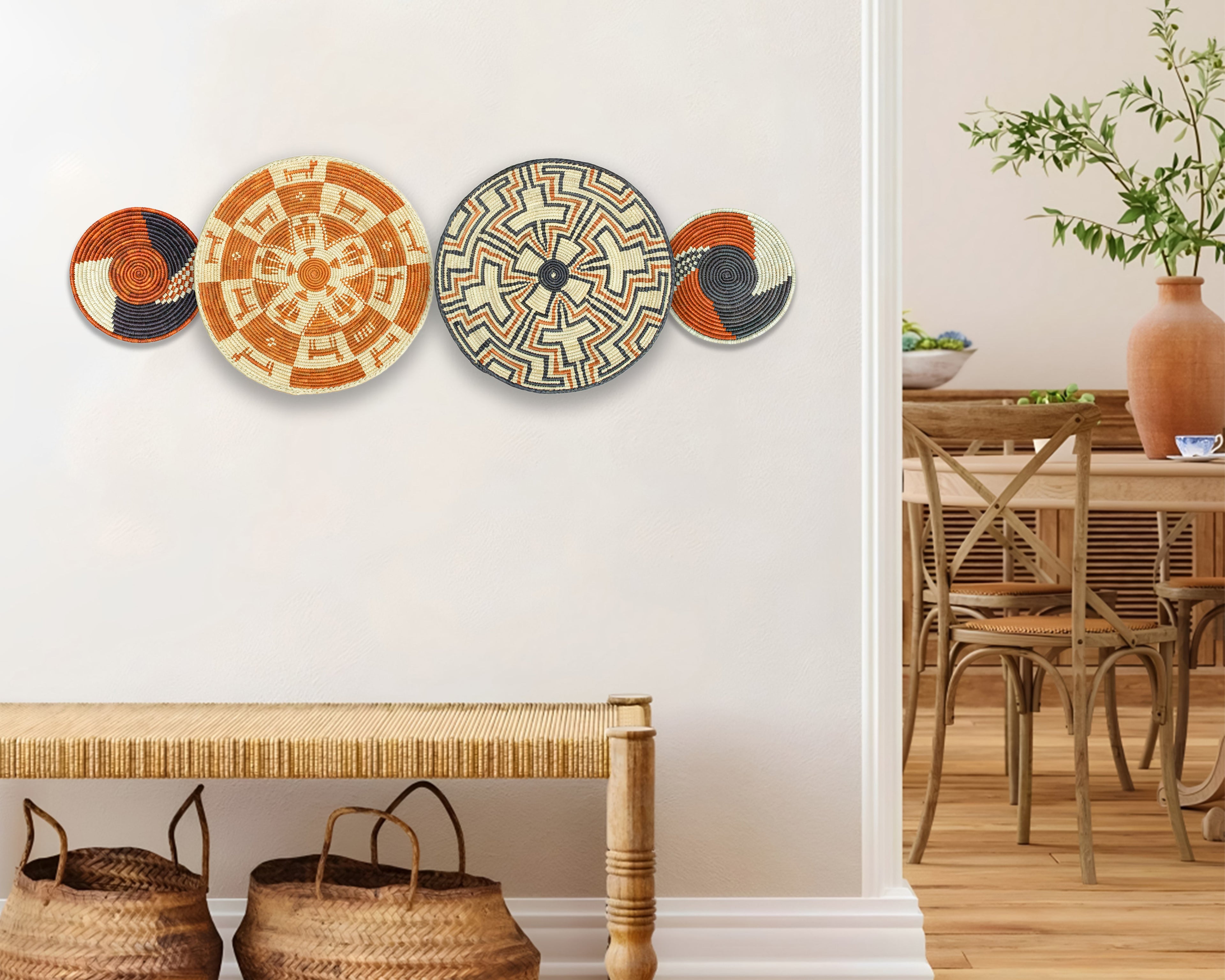 Set of 4 Handwoven wall baskets SET-229-4 N