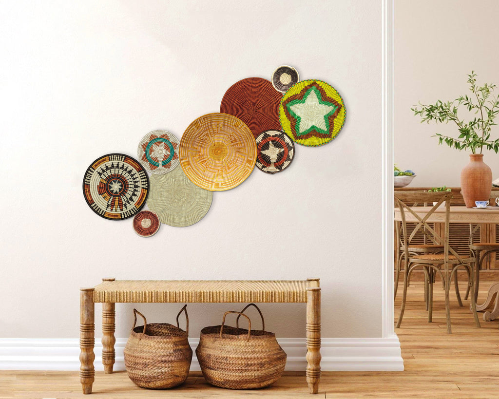 Set of 9 Handwoven wall baskets SET-20-9 N