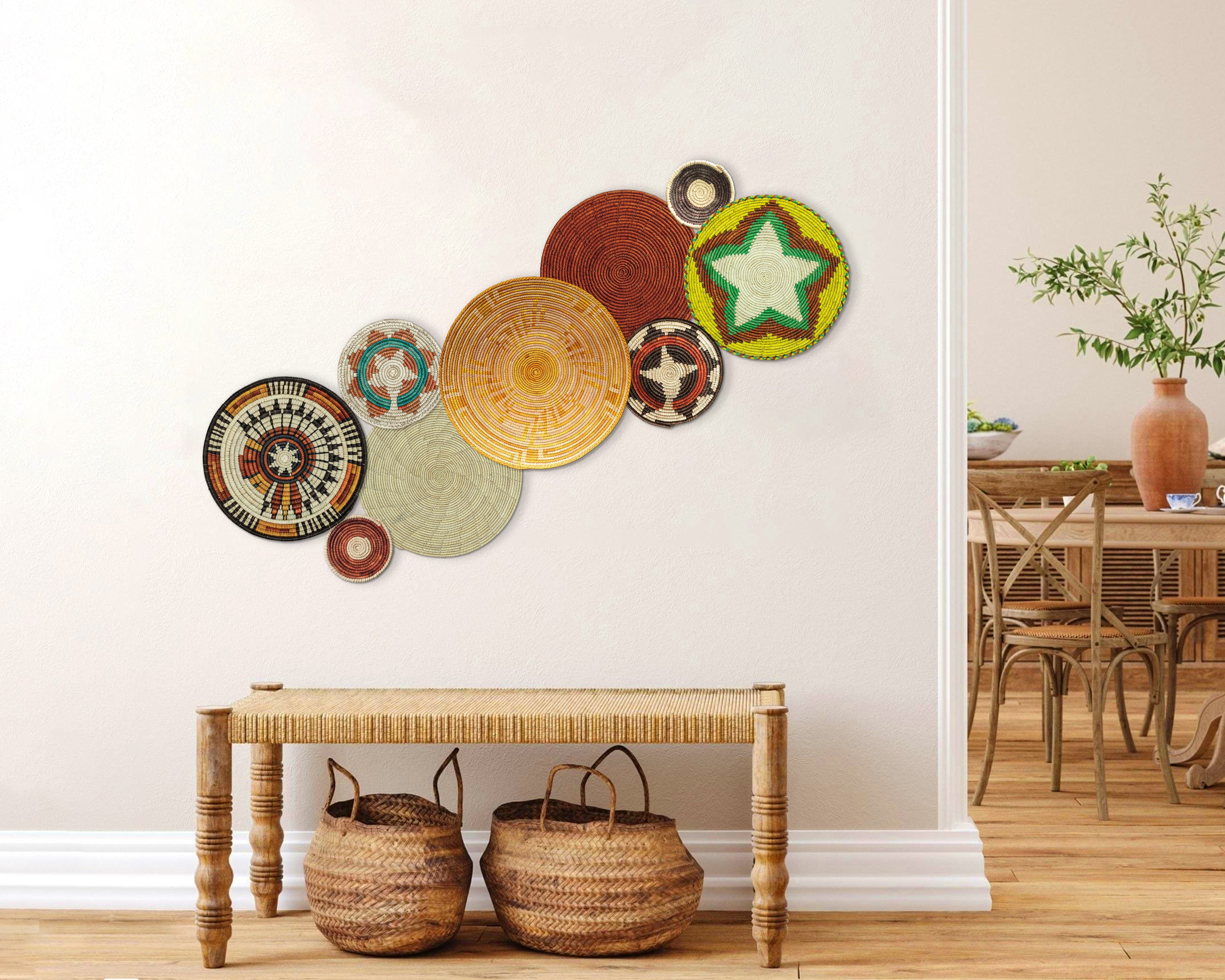 Set of 9 Handwoven wall baskets SET-20-9 N