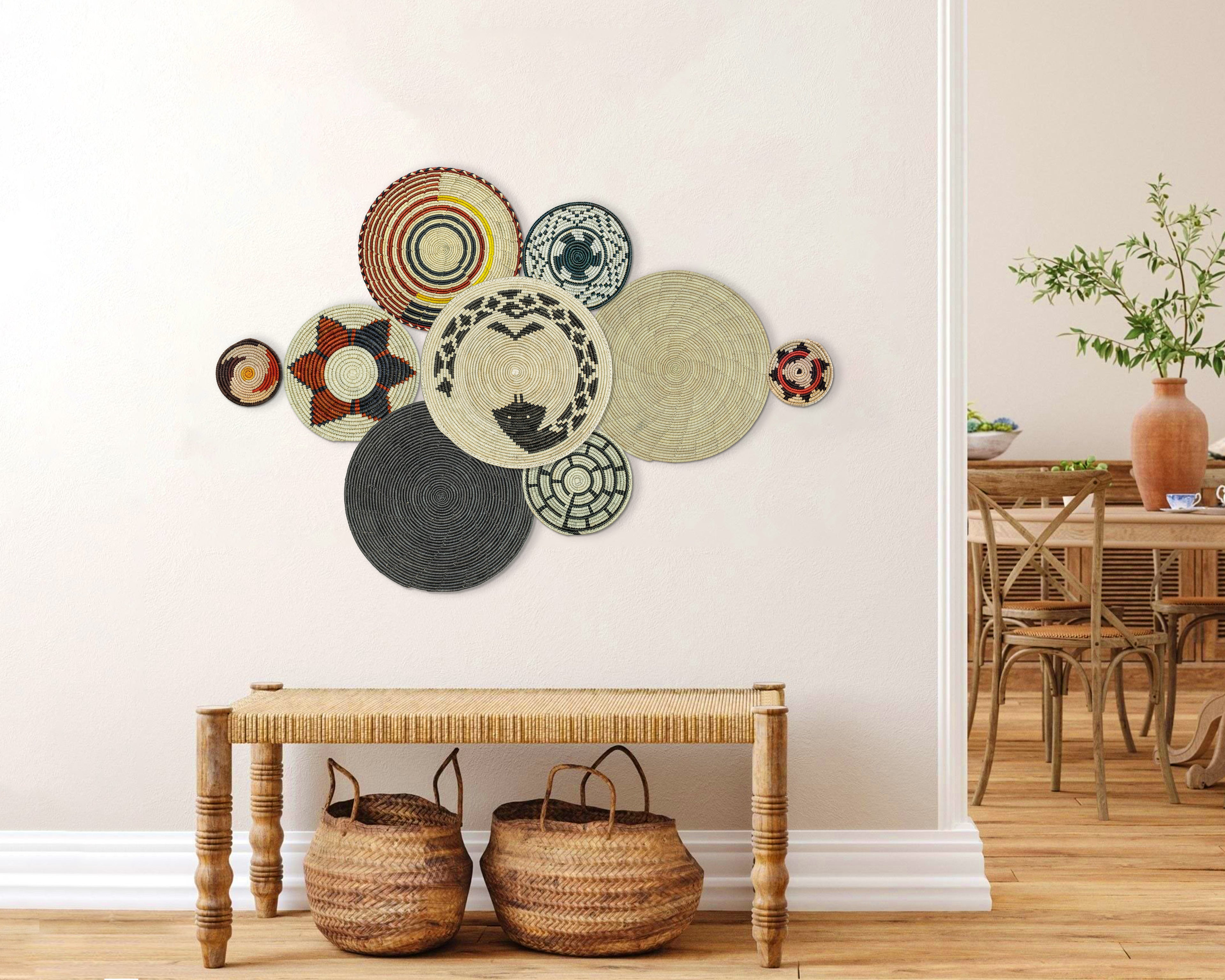 Set of 9 Handwoven wall baskets SET-17-9 N