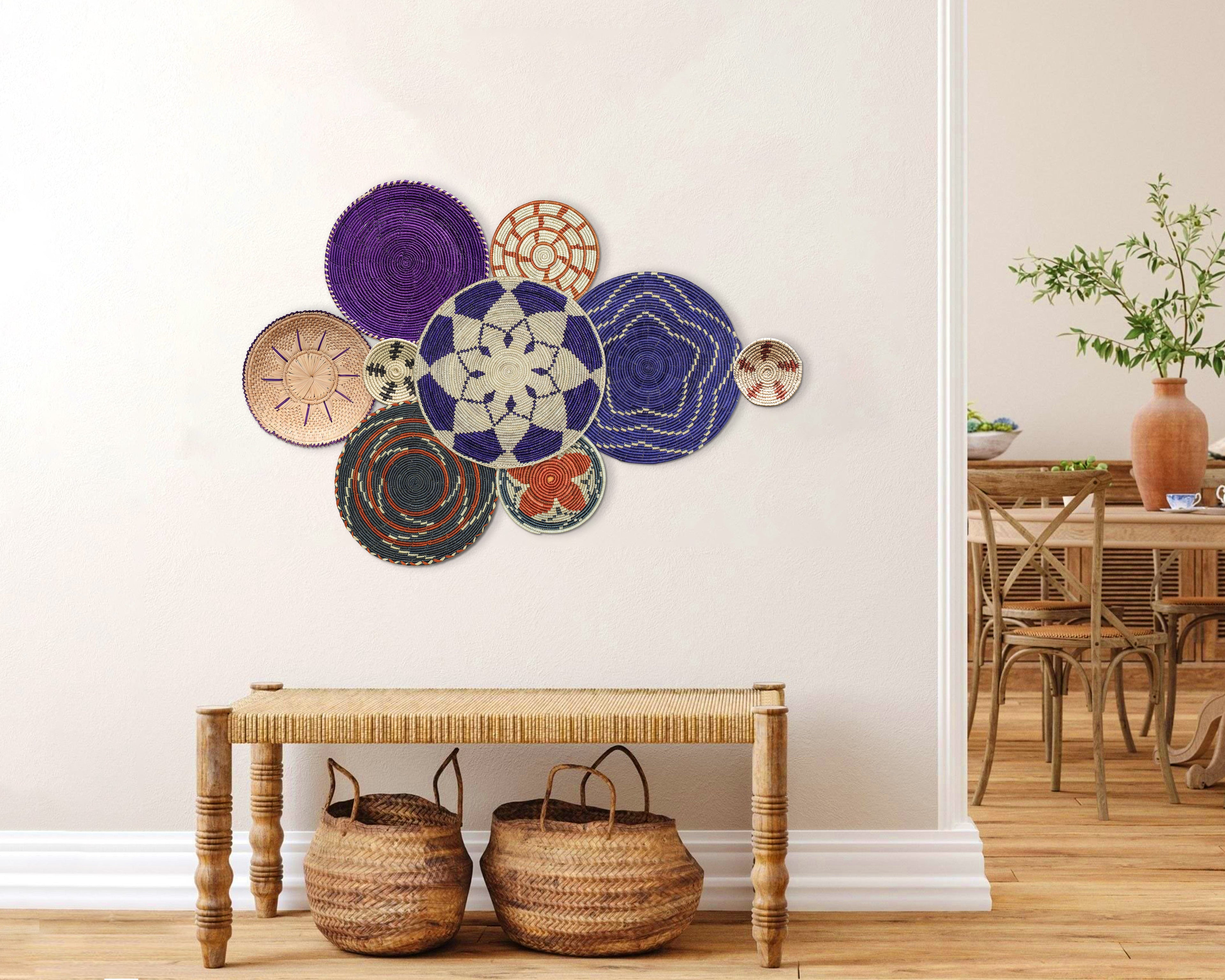 Set of 9 Handwoven wall baskets SET-15-9 N