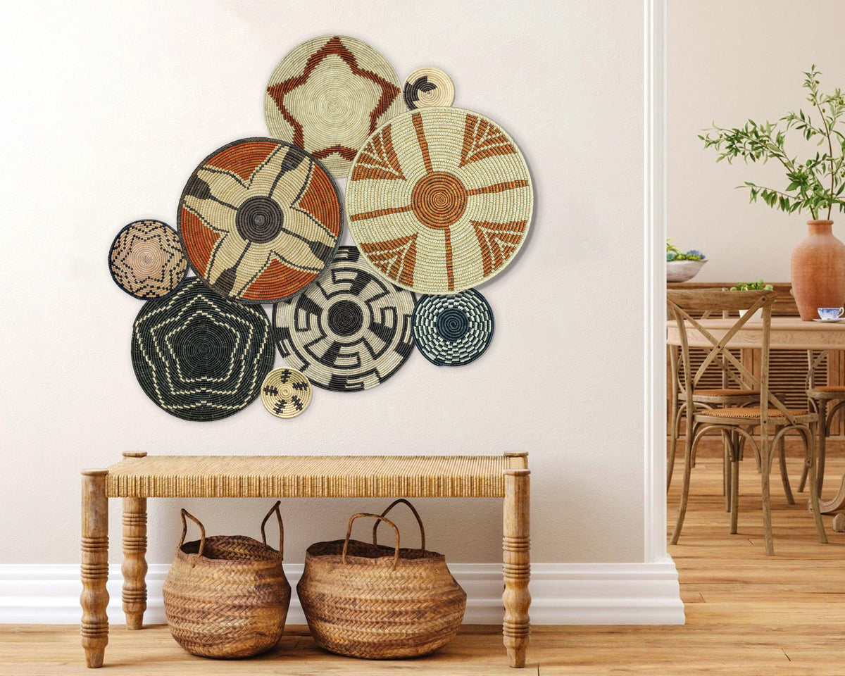 Set of 9 Handwoven wall baskets SET-3-9 N