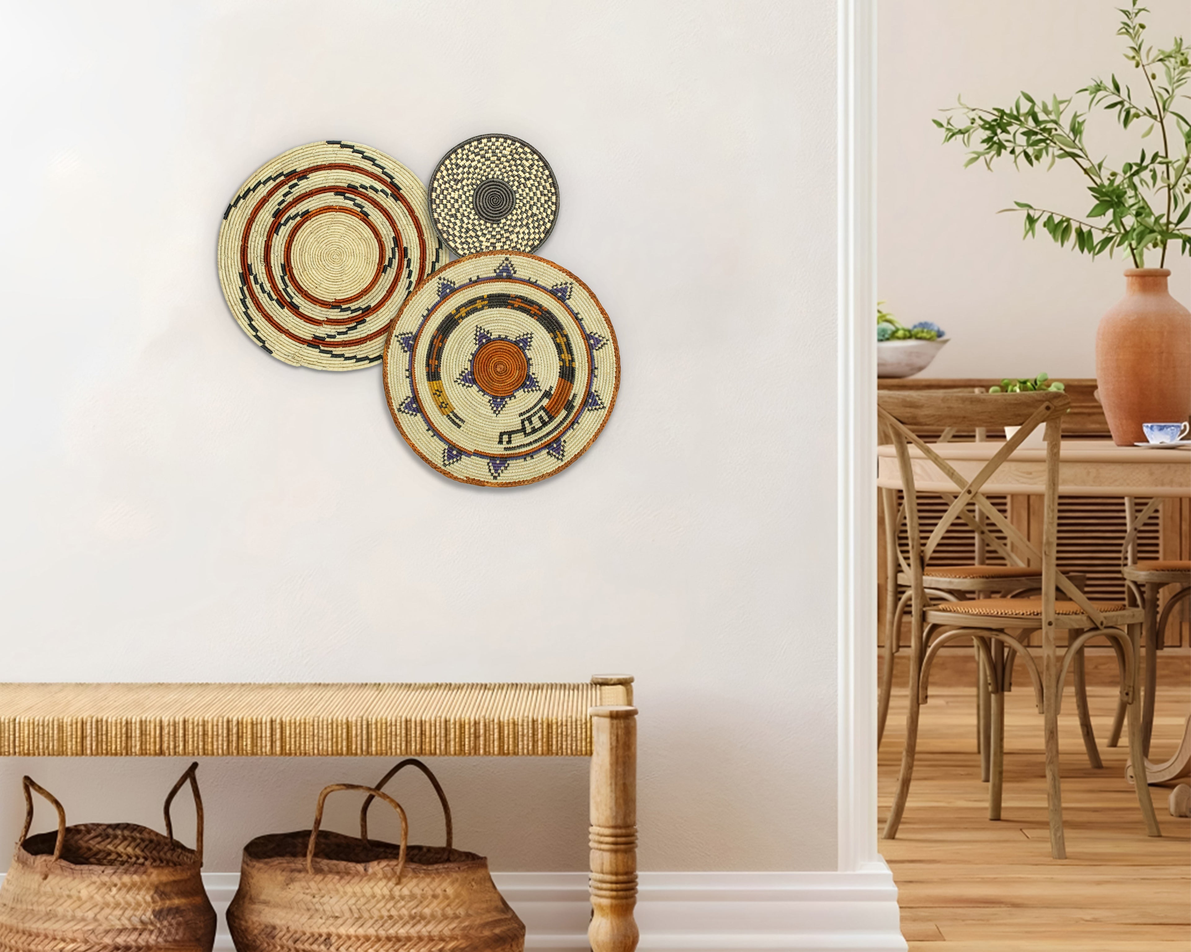Set of 3 Handwoven wall baskets SET-209-3 N