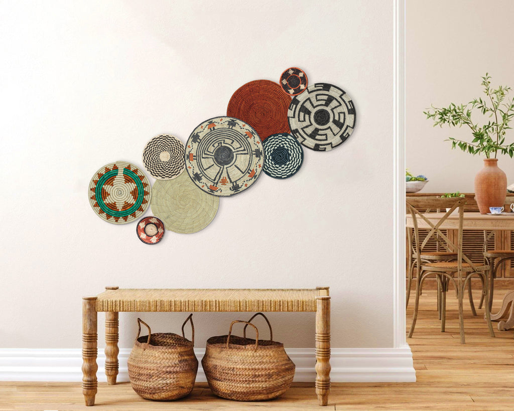 Set of 9 Handwoven wall baskets SET-21-9 N