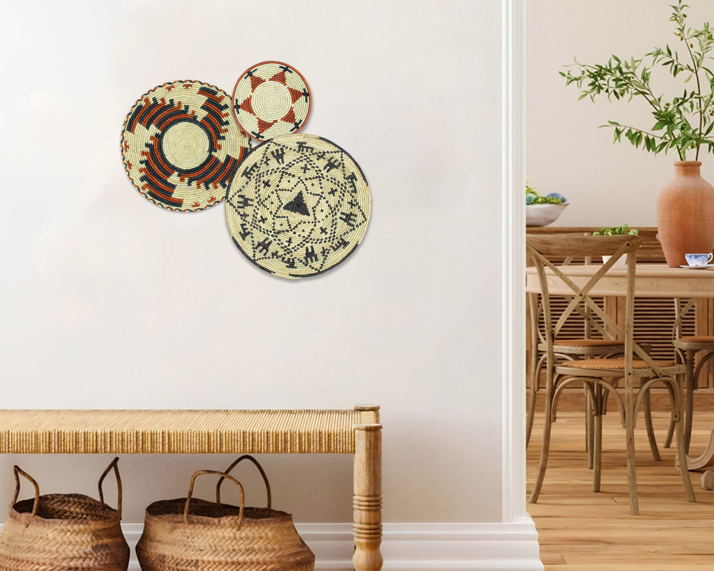 Set of 3 Handwoven wall baskets SET-212-3 N