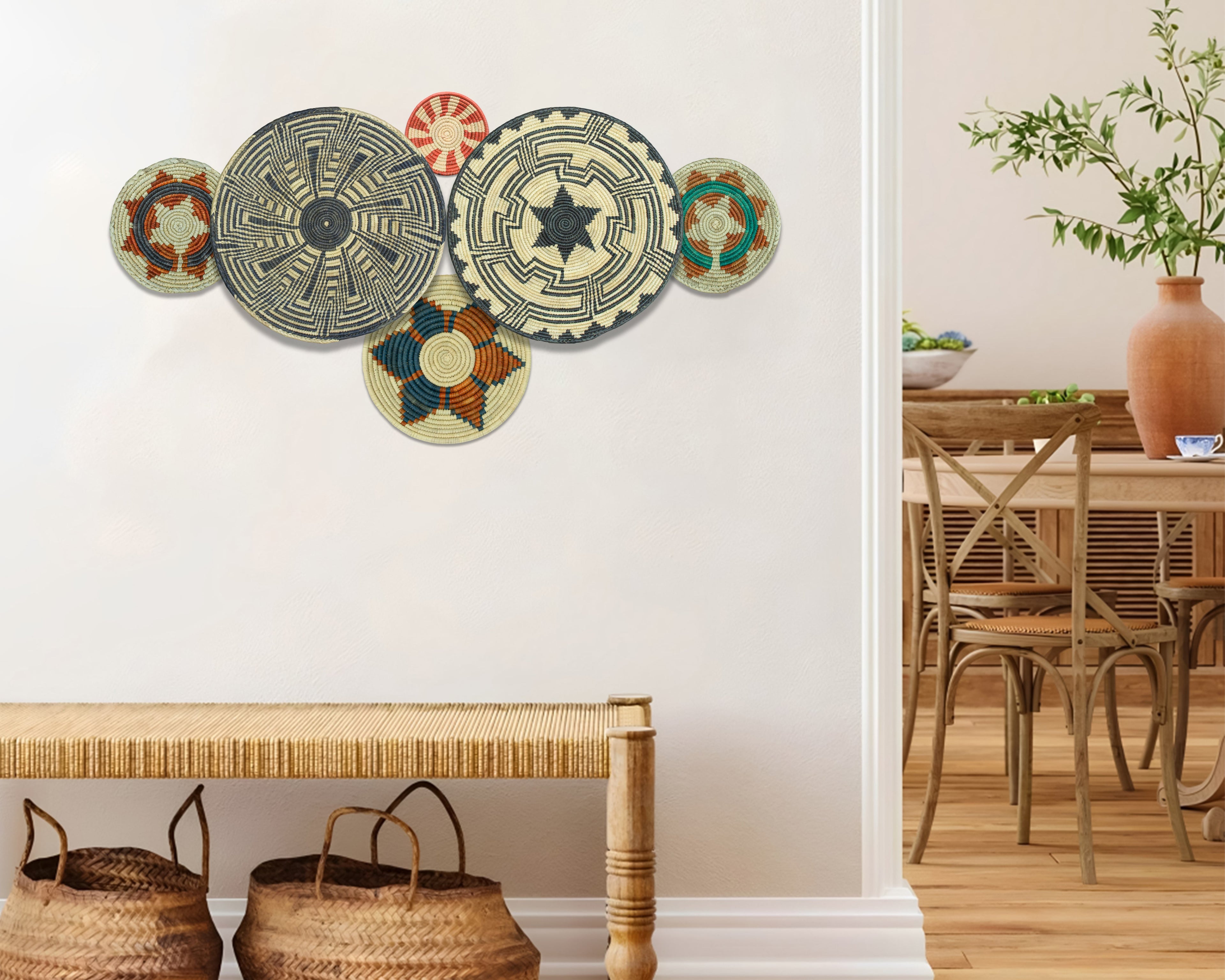 Set of 6 Handwoven wall baskets SET-294-6 N