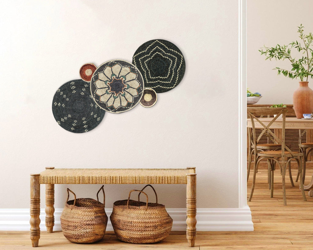 Set of 5 Handwoven wall baskets SET-62-5 N