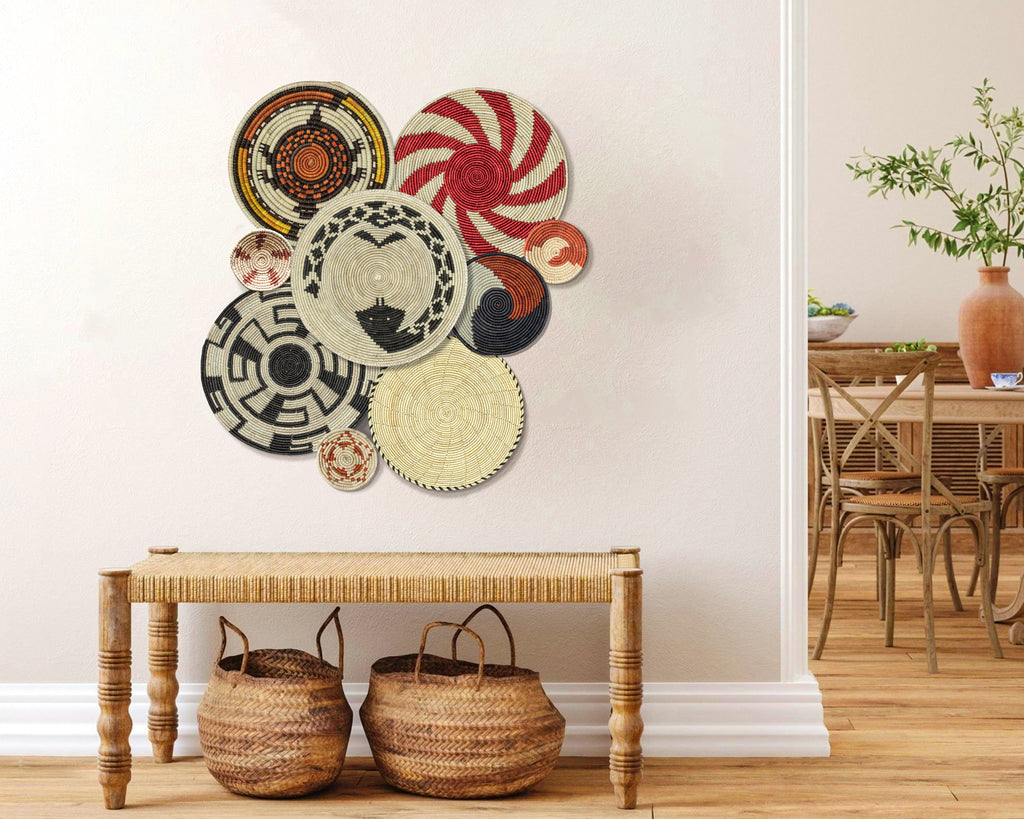 Set of 9 Handwoven wall baskets SET-1-9 N