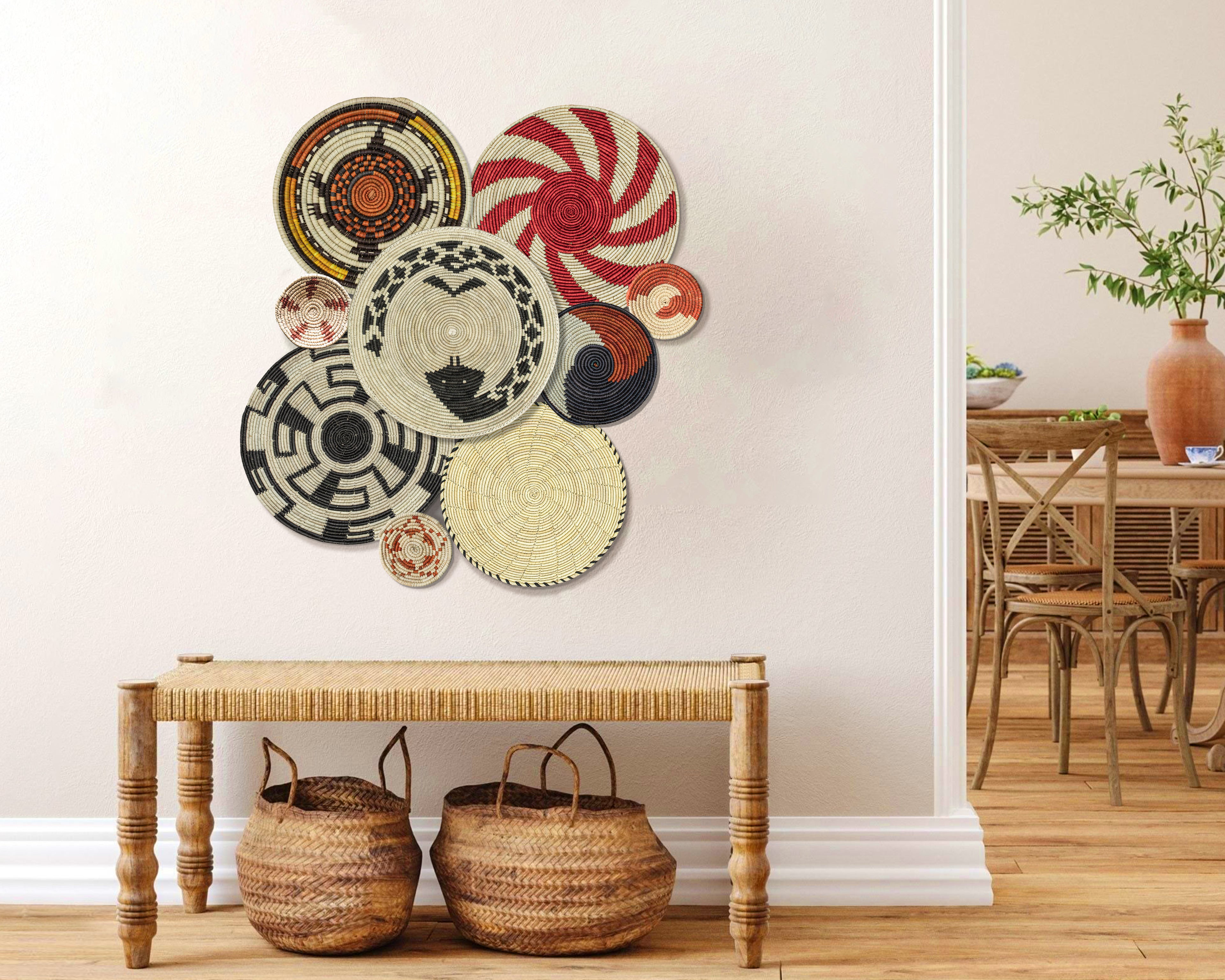 Set of 9 Handwoven wall baskets SET-1-9 N