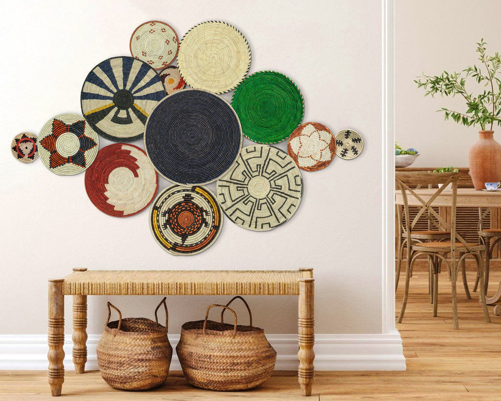 Set of 13 Handwoven wall baskets SET-156-13 N