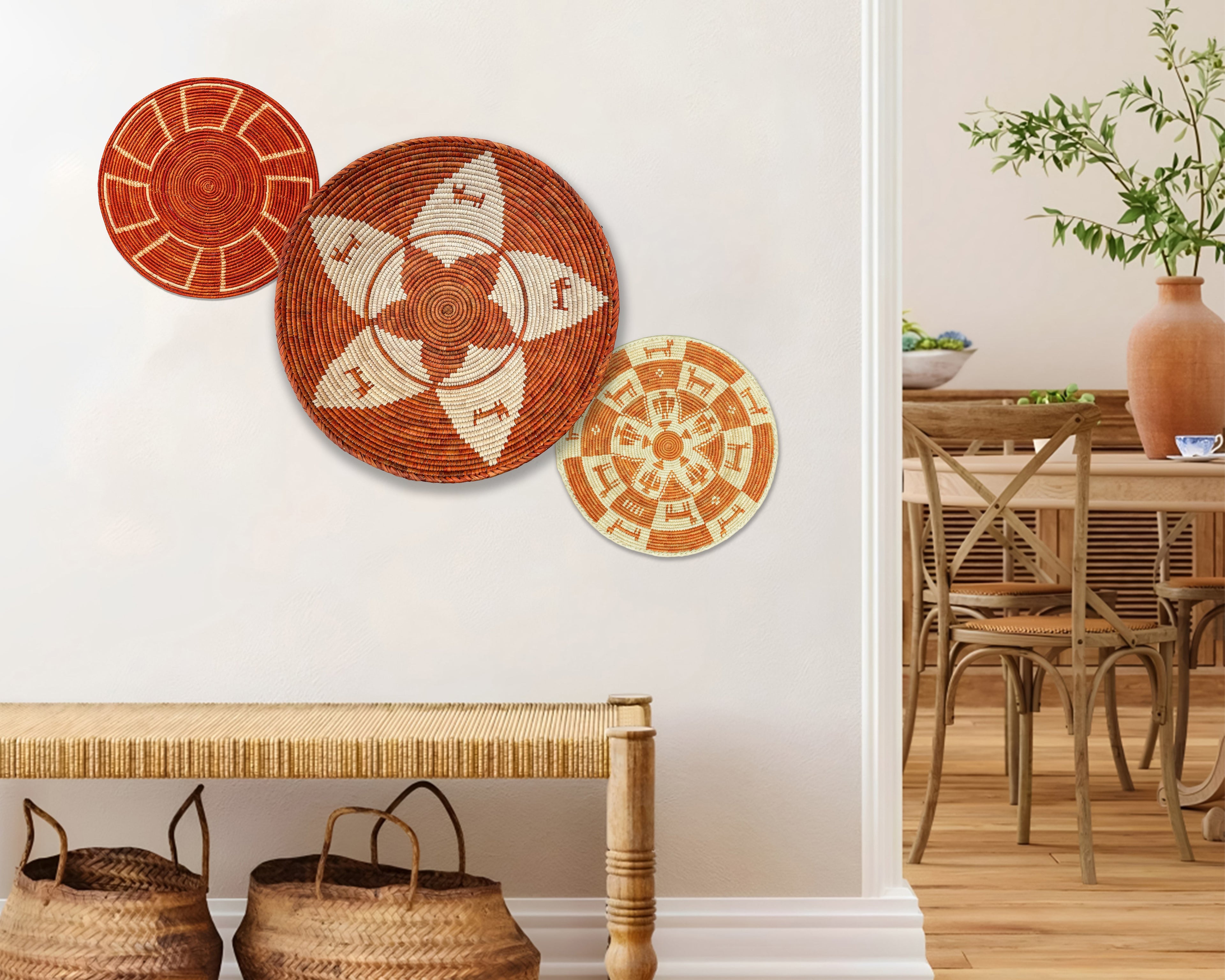 Set of 3 Handwoven wall baskets SET-203-3 N