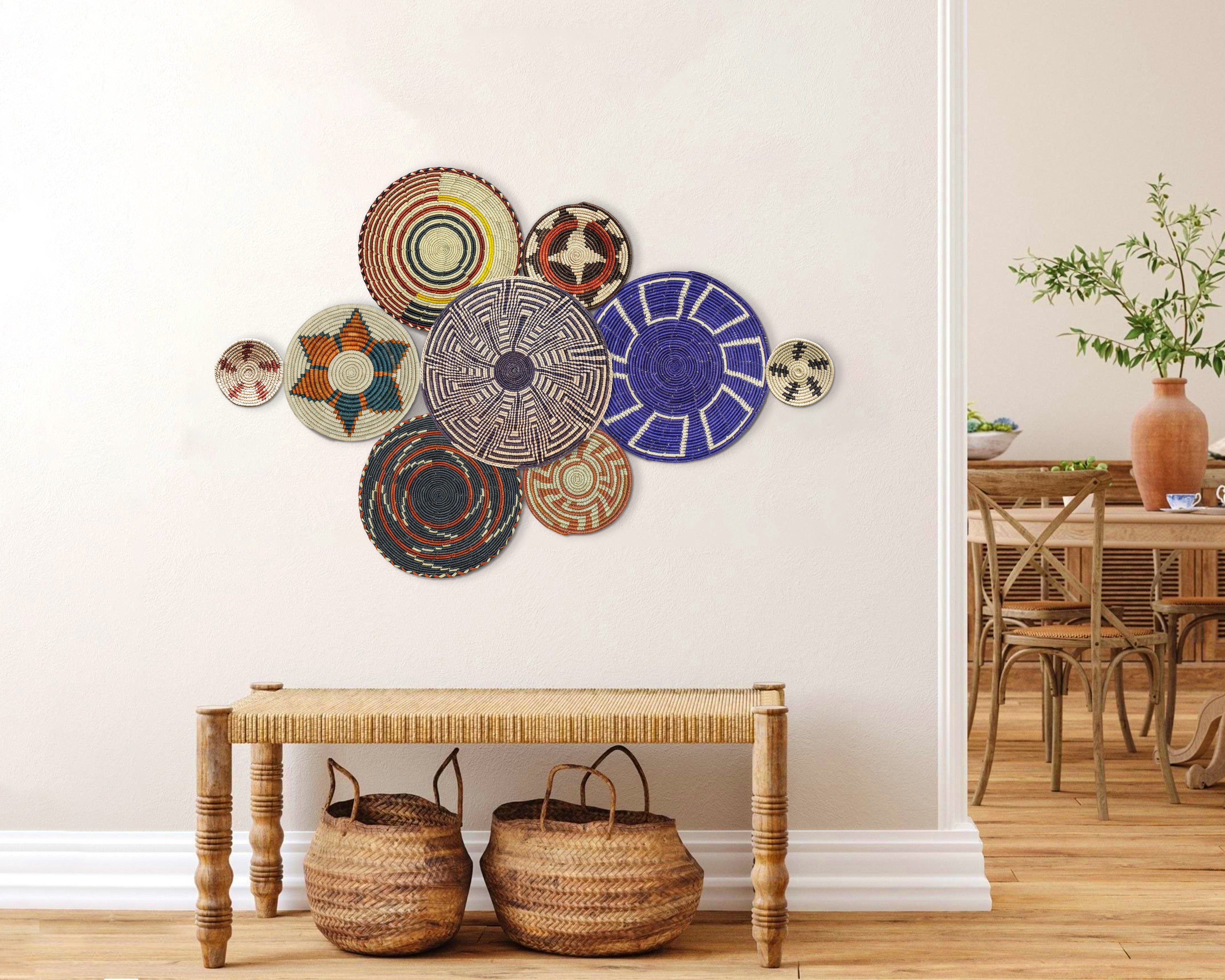 Set of 9 Handwoven wall baskets SET-19-9 N