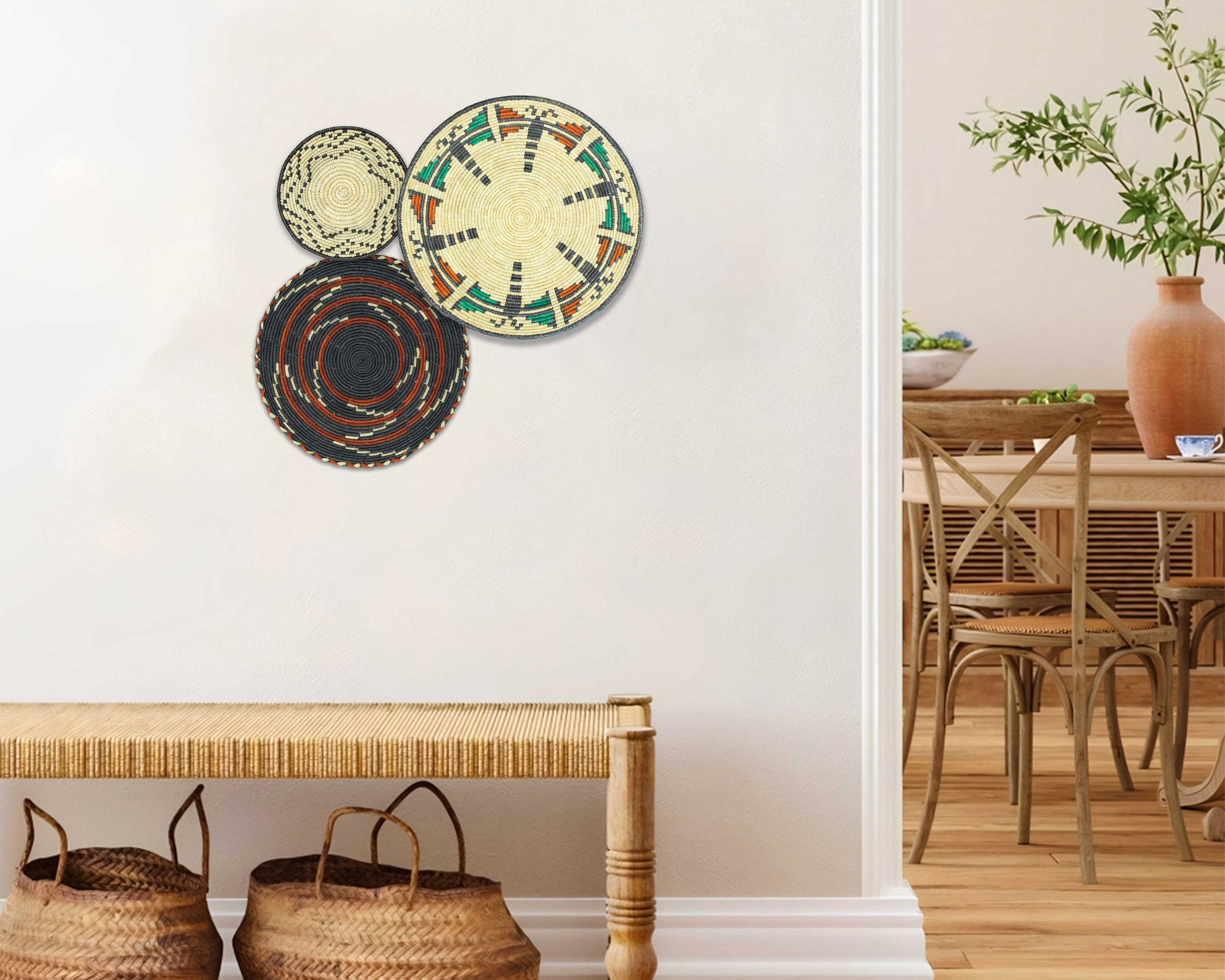 Set of 3 Handwoven wall baskets SET-213-3 N