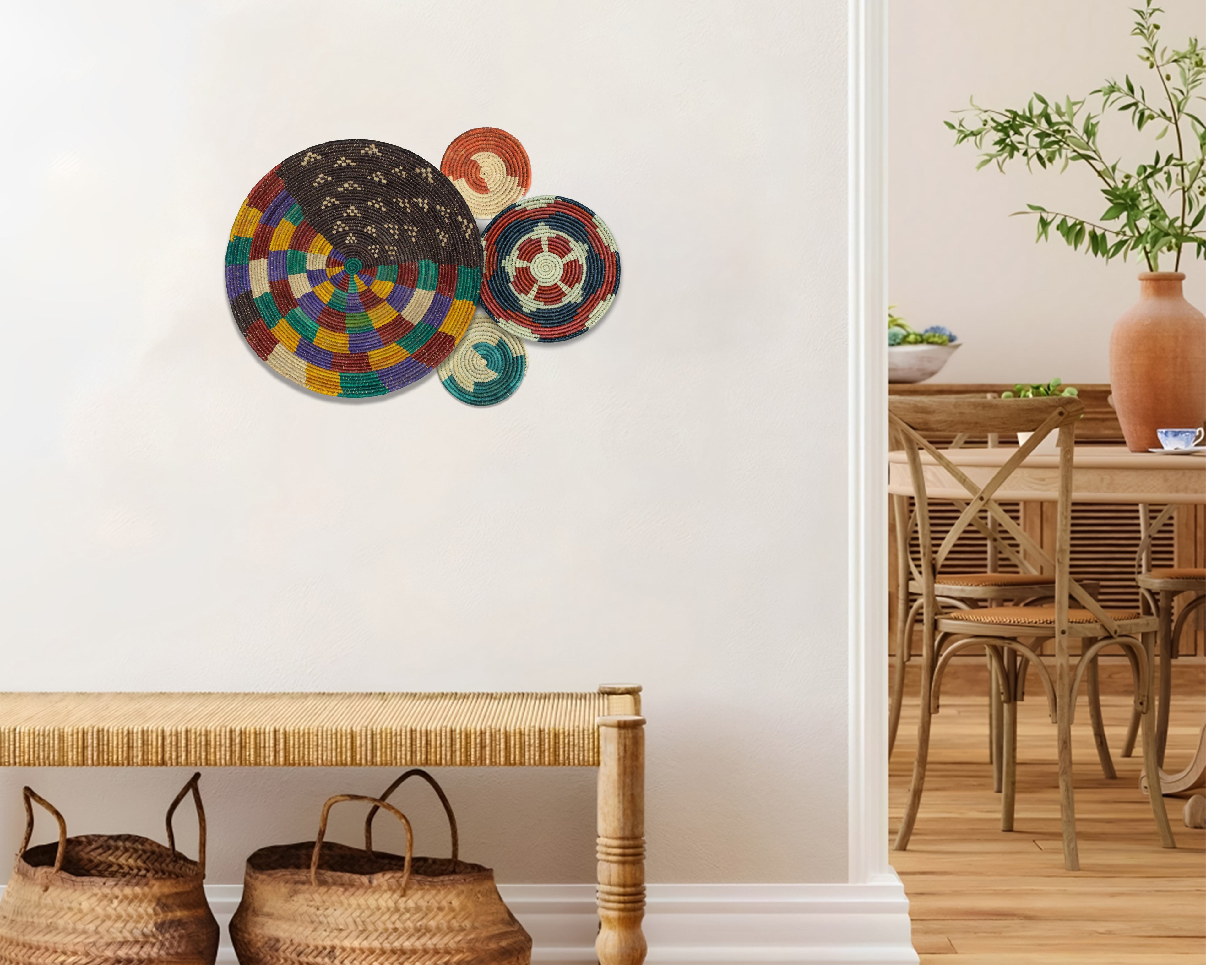 Set of 4 Handwoven wall baskets SET-233-4 N