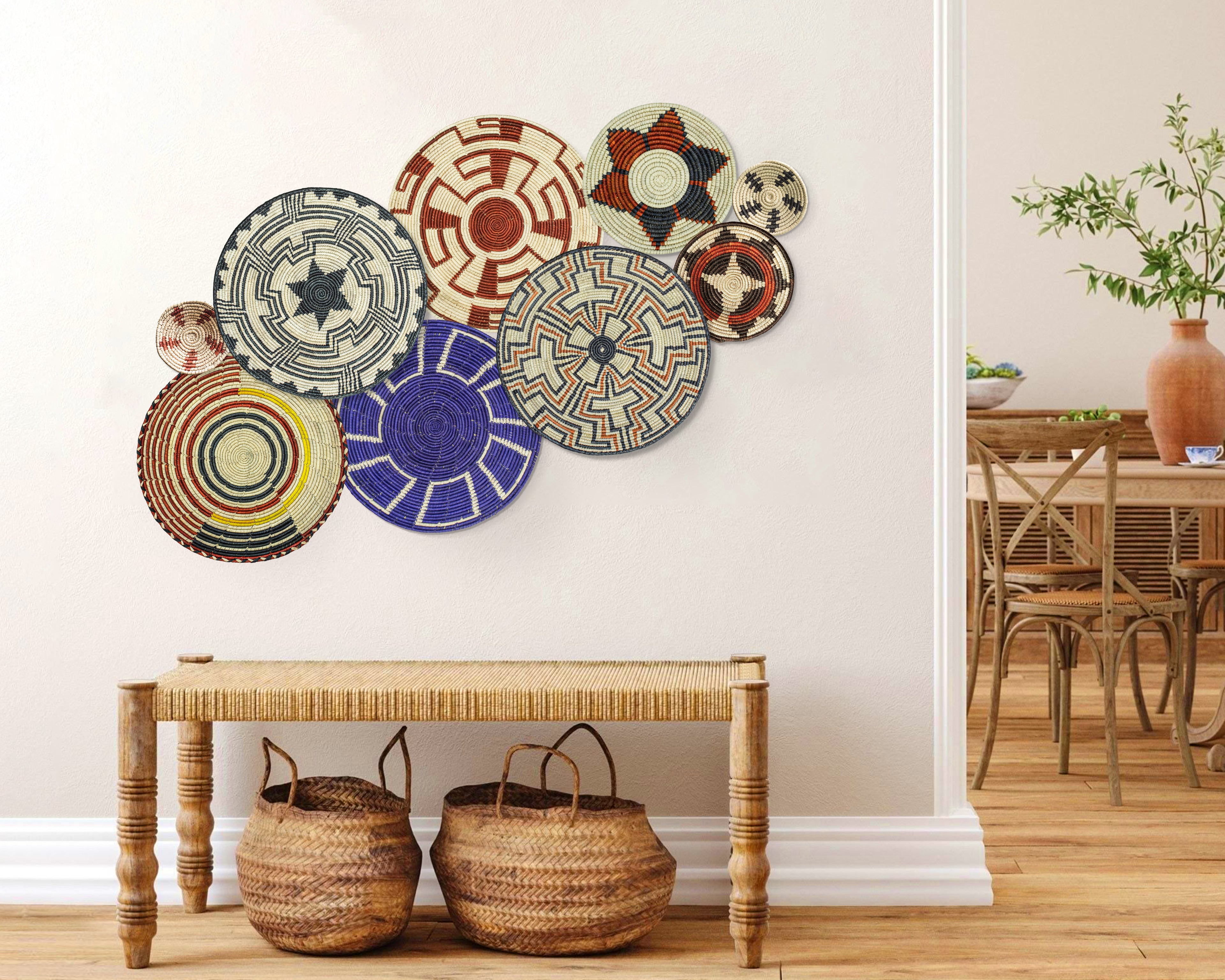 Set of 9 Handwoven wall baskets SET-2-9 N